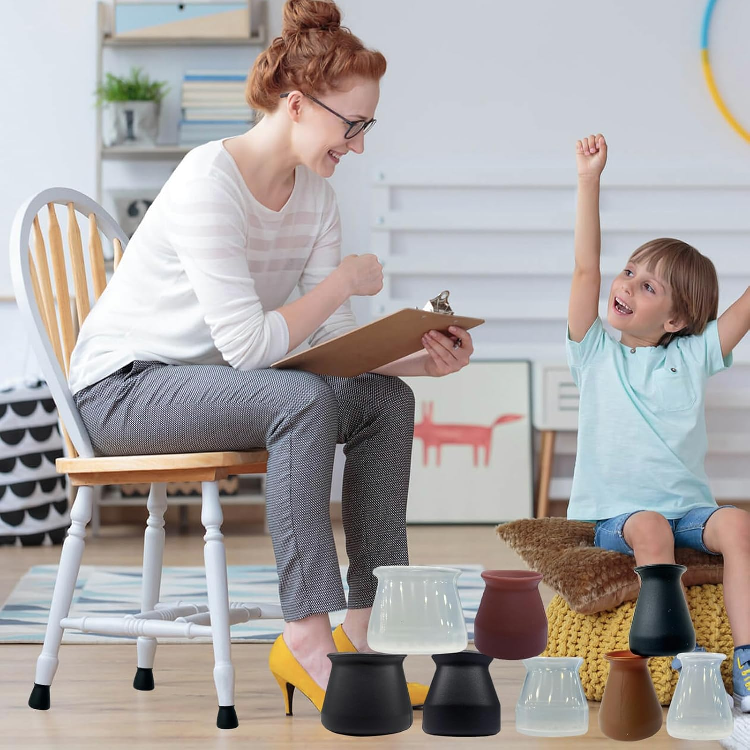 Silicone Chair Leg Floor Protectors Small Fit 15/16"~1-7/32" Furniture Table Feet Cover Anti-Slip Bottom Chair Leg Caps for Hardwood Floors Prevent Scratches No Noise,8Pack image number 7