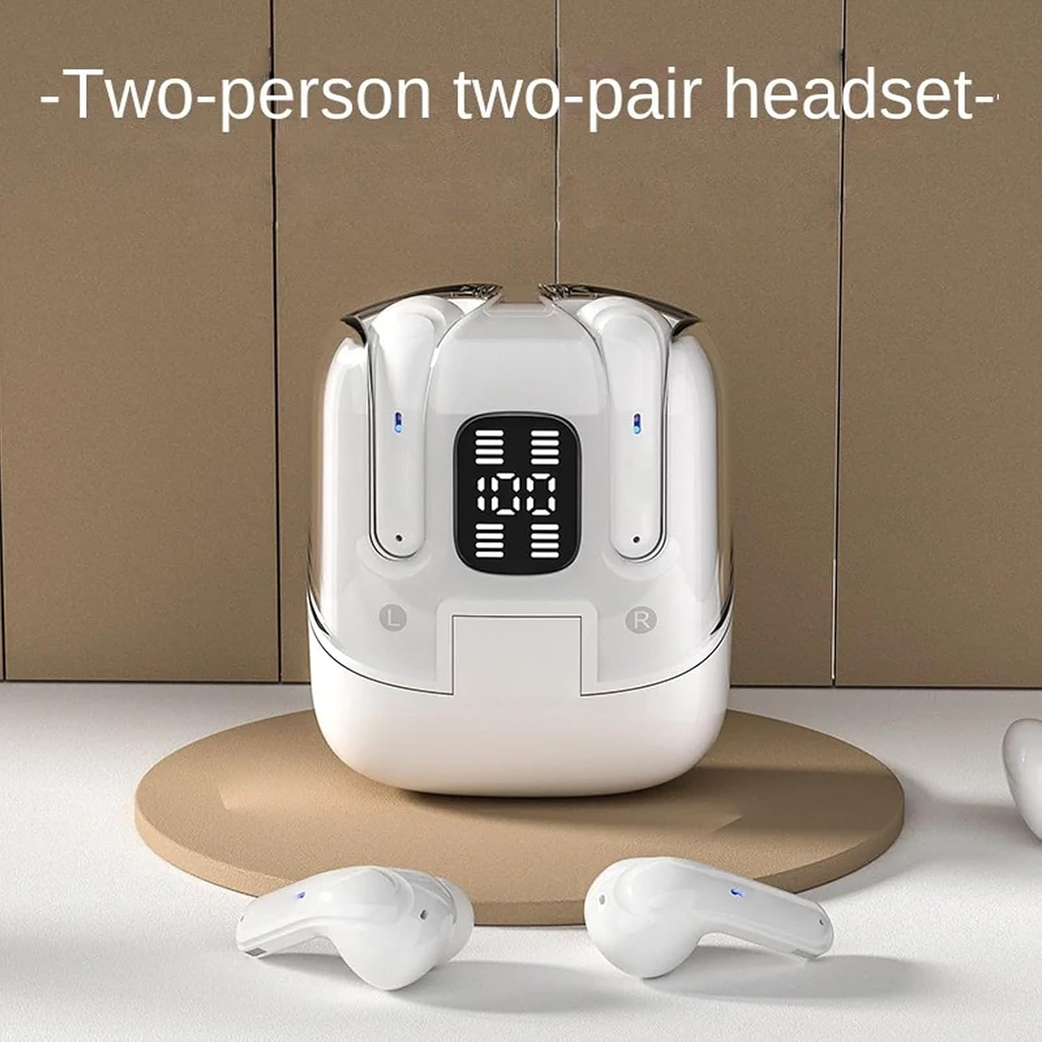 Sxhlseller 2 Pairs Wireless Earbuds, Hifi Stereo Noise Reduction Earphones with LED Display Charging Case, 120H Playtime, 4 in 1 Touch Control Earbuds for Laptop Pad Phones image number 6