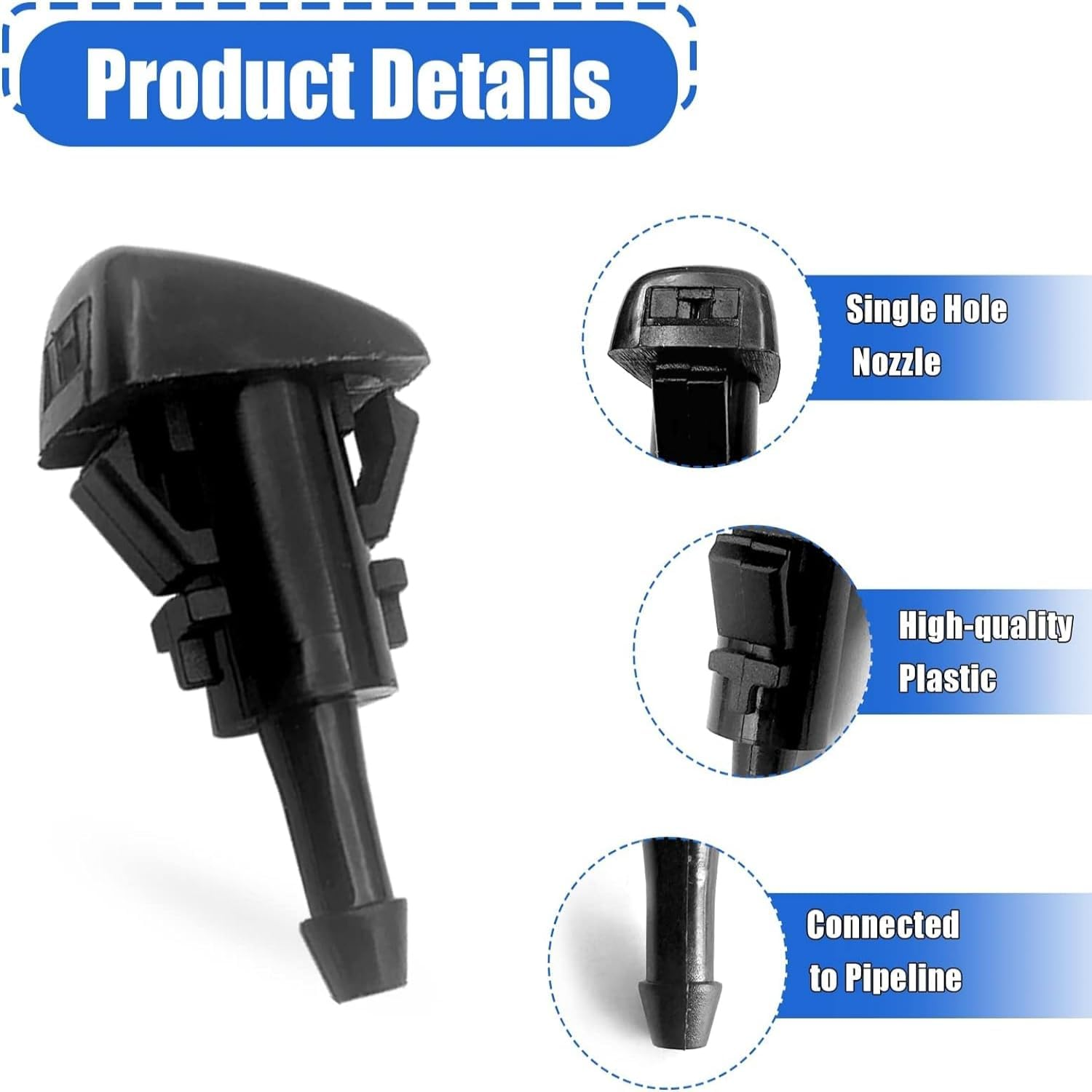 2Pcs Car Front Windshield Wiper Washer Nozzles,Water Jet Wiper Sprinkler for Jeep Patriot Kompass MK1 2008-2016 (Blue)