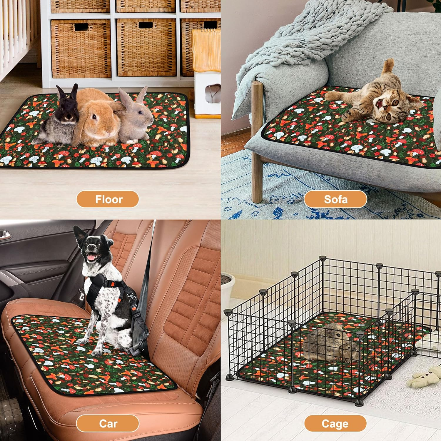 Pack of 2 PIPI Pads for Guinea Pigs, Super Absorbent Small Animal Pee Pads, Waterproof Pipipads for Guinea Pigs, for Small Animals, Rabbits, Hamsters, Puppies, Washable and Reusable image number 6