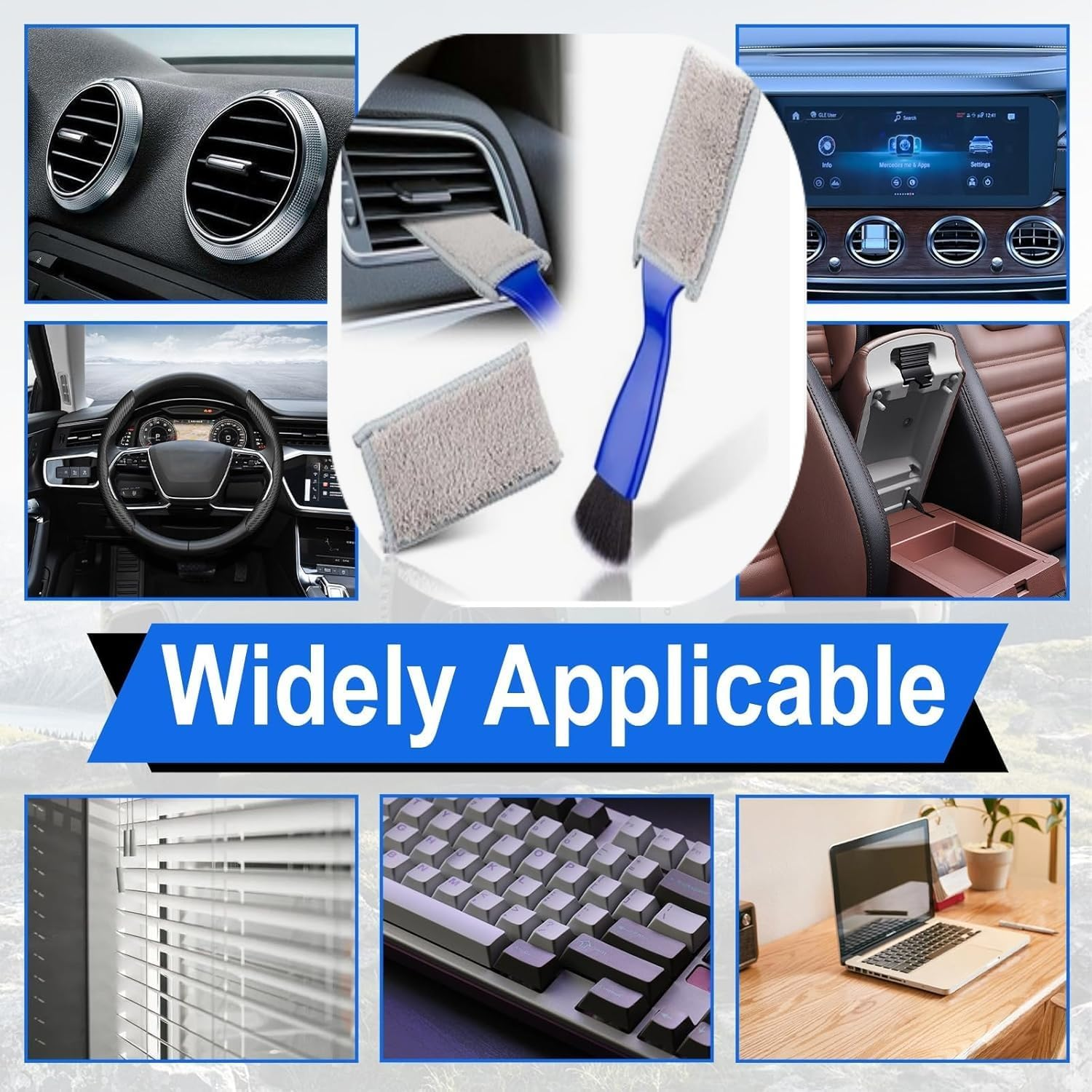 Blue Handheld Mini Blinds Cleaner Shutters, Curtain Brush Dust Remover Orange with 7 Removable Microfiber Sleeves, Air Conditioning Home Gadgets, Car Vents, Fan Shutters (Blue, with 7 Blades) - Orange image number 6