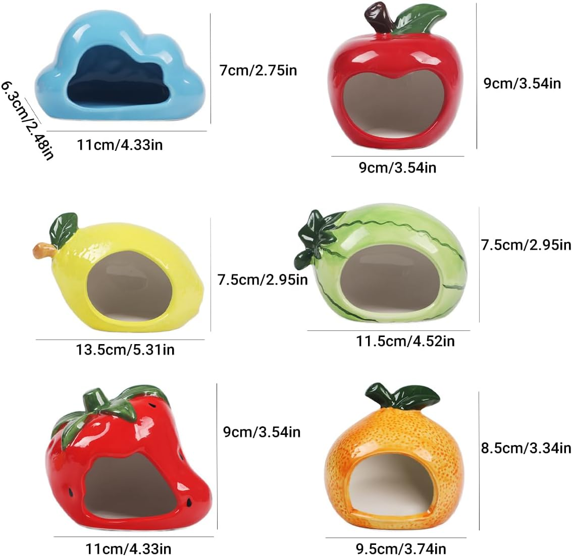 AIMALL Ceramic Hamster Nest Shelter House, Four Seasons Universal, Luxury Villa Design, Hamster Cage Decoration - Apple image number 7