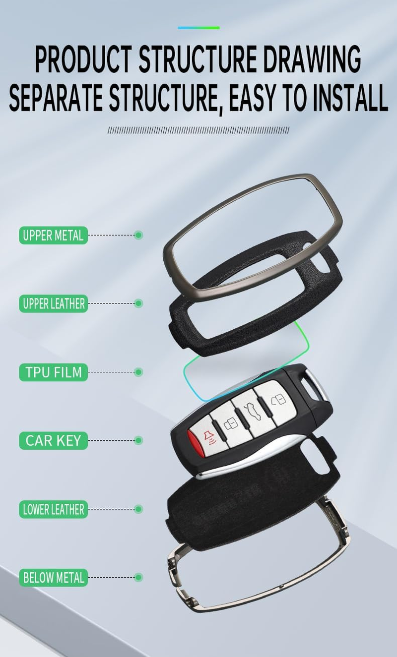 Ontto Alloy Car Key Fob Cover Fit for Haval H6 H7 H9 H4 Hover H2S F5 F7 F7X F7H Dargo Jolion GMW Remote Leather Key Case Keyring Key Shell Holder Bag Keychain - A-Blue image number 5