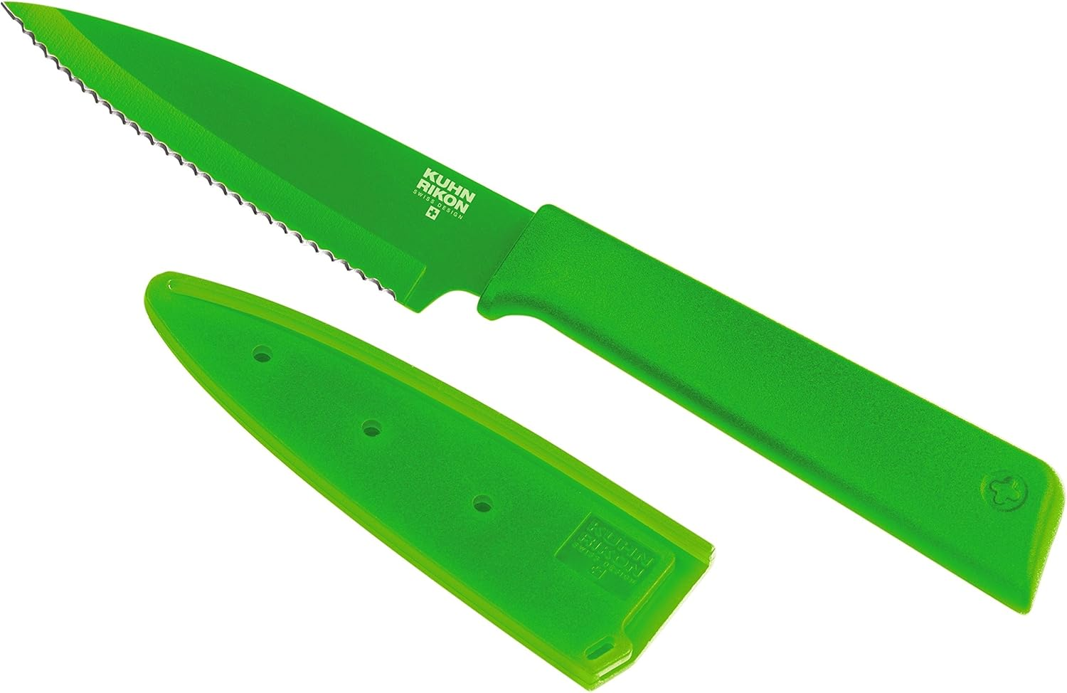 Kuhn Rikon Colori+ Cheese Knife (Set of 3), Black Serrated Paring Knife 4" Green image number 6