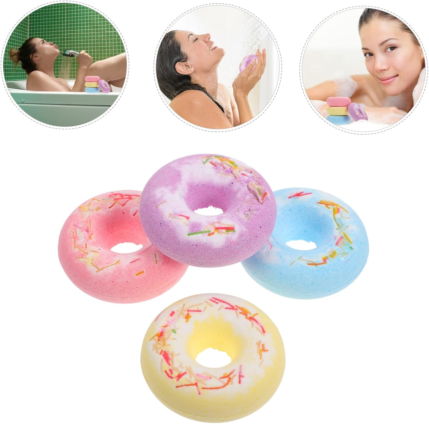 MERRYHAPY 4Pcs Adorable Doughnut Bath Salt Balls Spa for Boys and Girls Adults Random Color image number 3