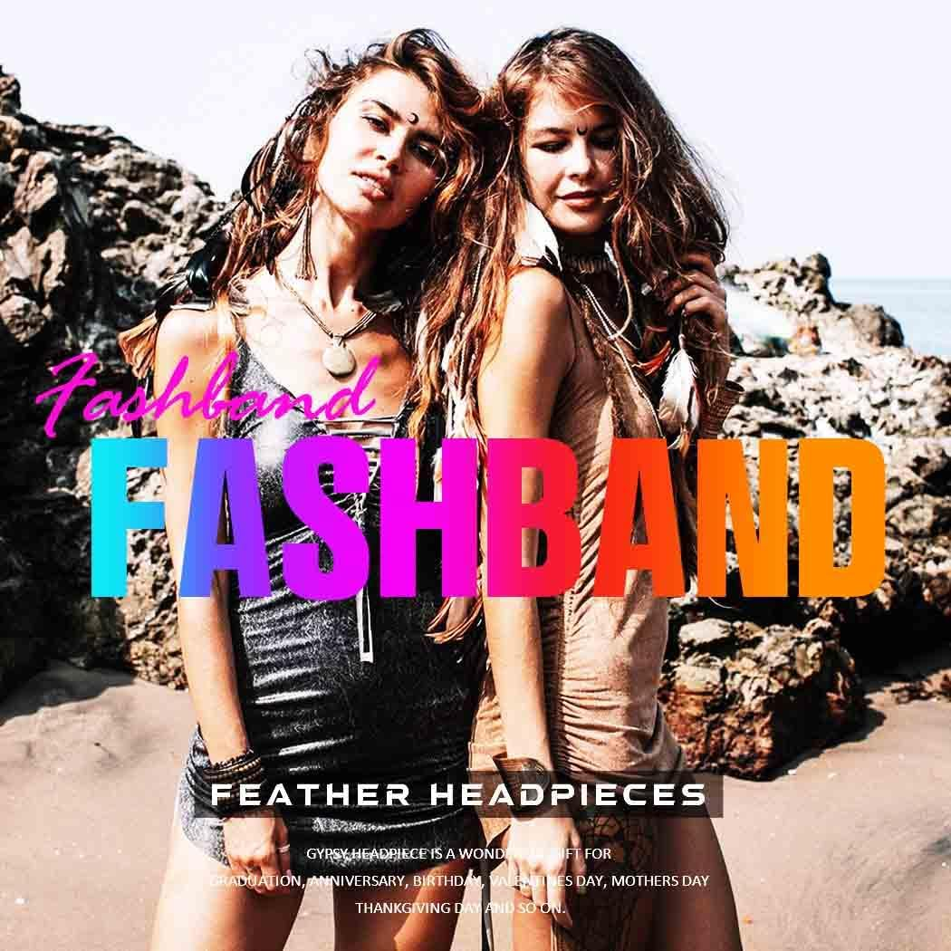 Fashband Indian Feather Headband Boho Tassel Hippie Tribal Headpiece Festival Hair Accessories for Women (Royal Blue, One Size) image number 6