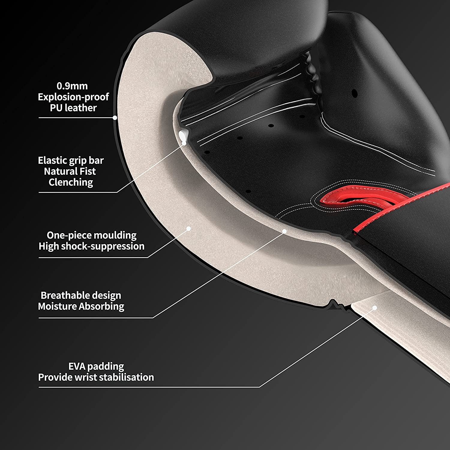 PROIRON Boxing Gloves MMA Punch Bag Training Mitts for Muay Thai, Sparring, Kickboxing, Fighting, Martial Arts, Workout Gloves 8Oz, 10Oz, 12Oz, 14Oz with Free Deodoriser image number 1