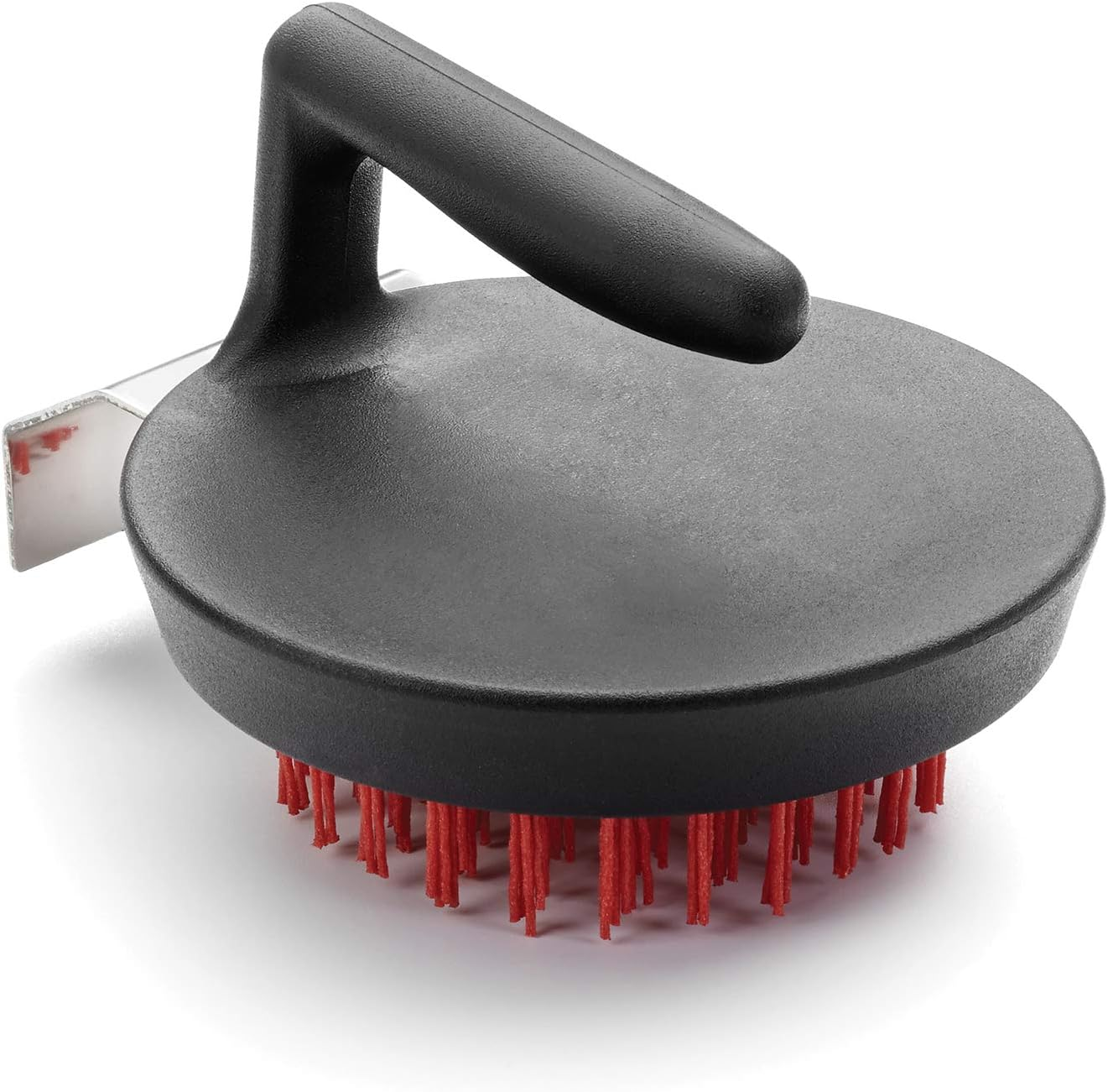 Outset 76621 Himalayan Salt Block, Pizza Stone and Cast Iron Pan Nylon Cleaning Brush with Stainless Steel Scraper, 5 X 4 X 3, Black image number 3