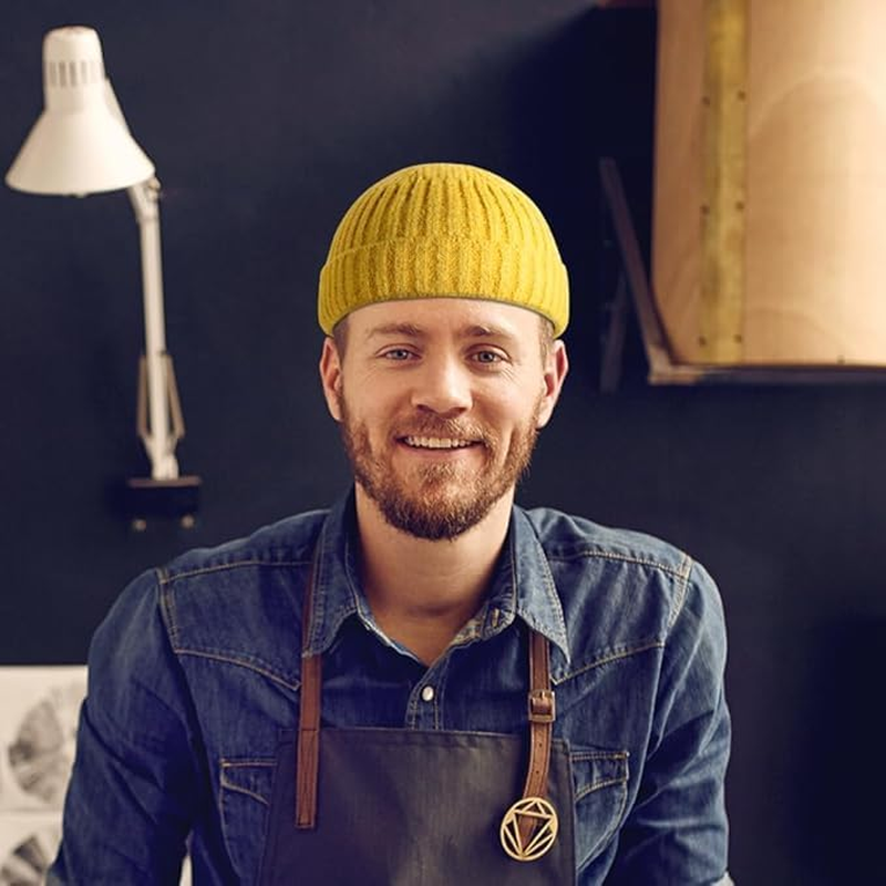 Xyzabcds Wool Knit Trawler Beanie Hat, Short Fisherman Skull Cap Knit Cuff Beanie Cap for Men Woman image number 1