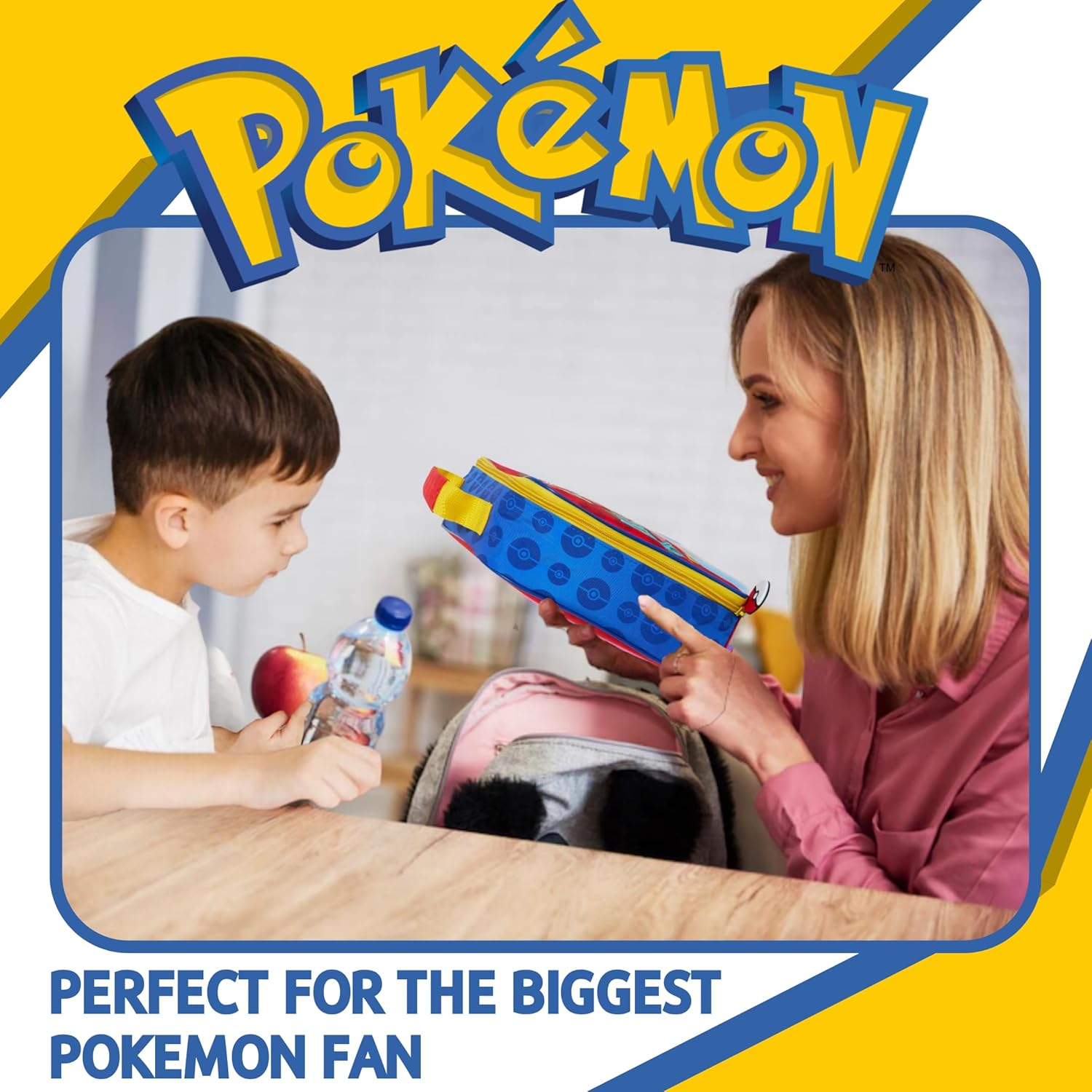 Pokemon Lunch Bag for Kids Pikachu School Insulated Luchbox with Bottle Holder, Red, One Size, Book Bag image number 1