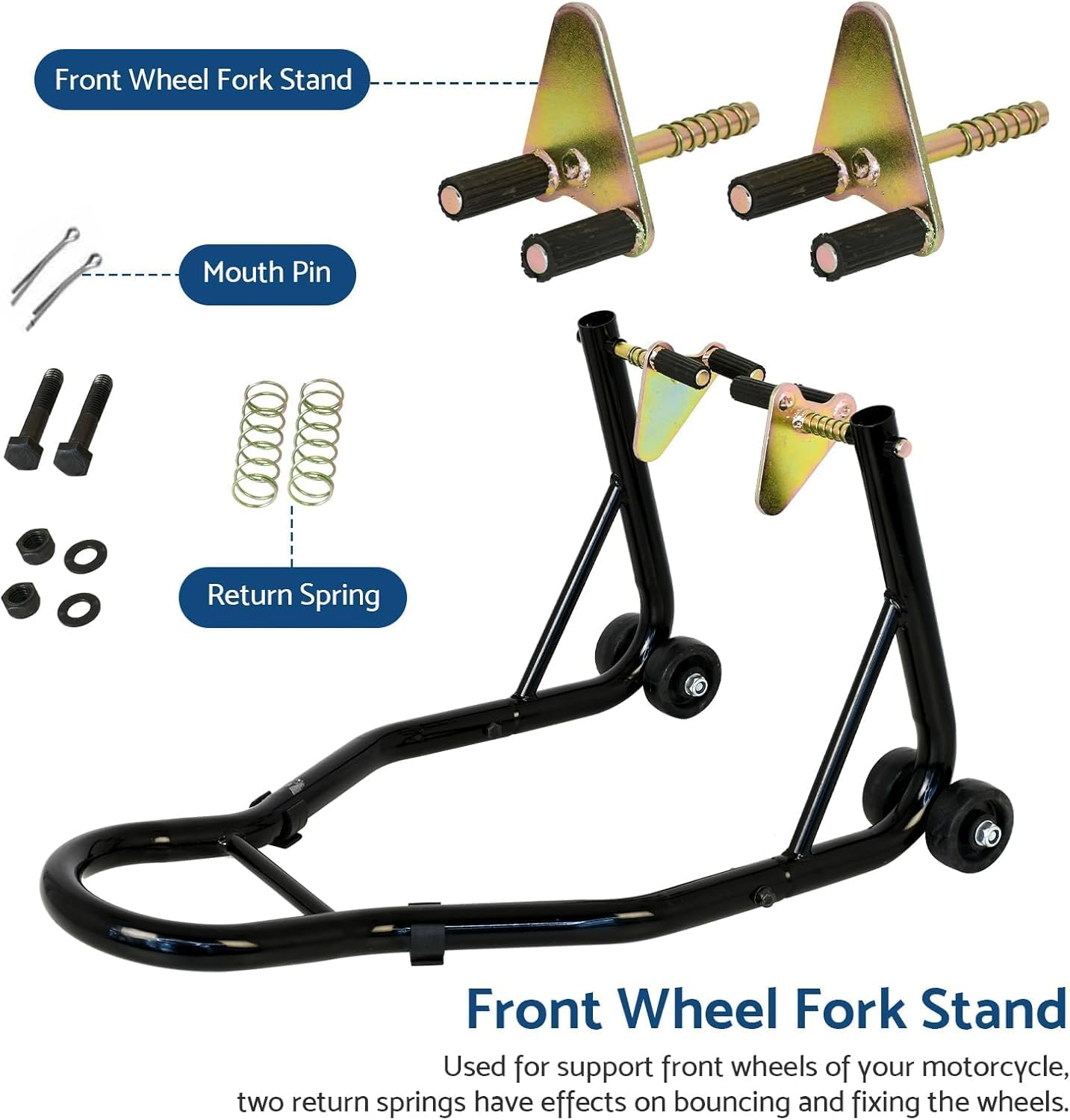 Advwin Motorcycle Stand Lift 500KG, Motorcycle Front Rear Combo Wheel Lift Stand U+L, Sport Bike Motorcycle Wheel Fork Stand with Adjustable Swing Arm Spool, Fits Most BMW Suzuki Yamaha Honda image number 4