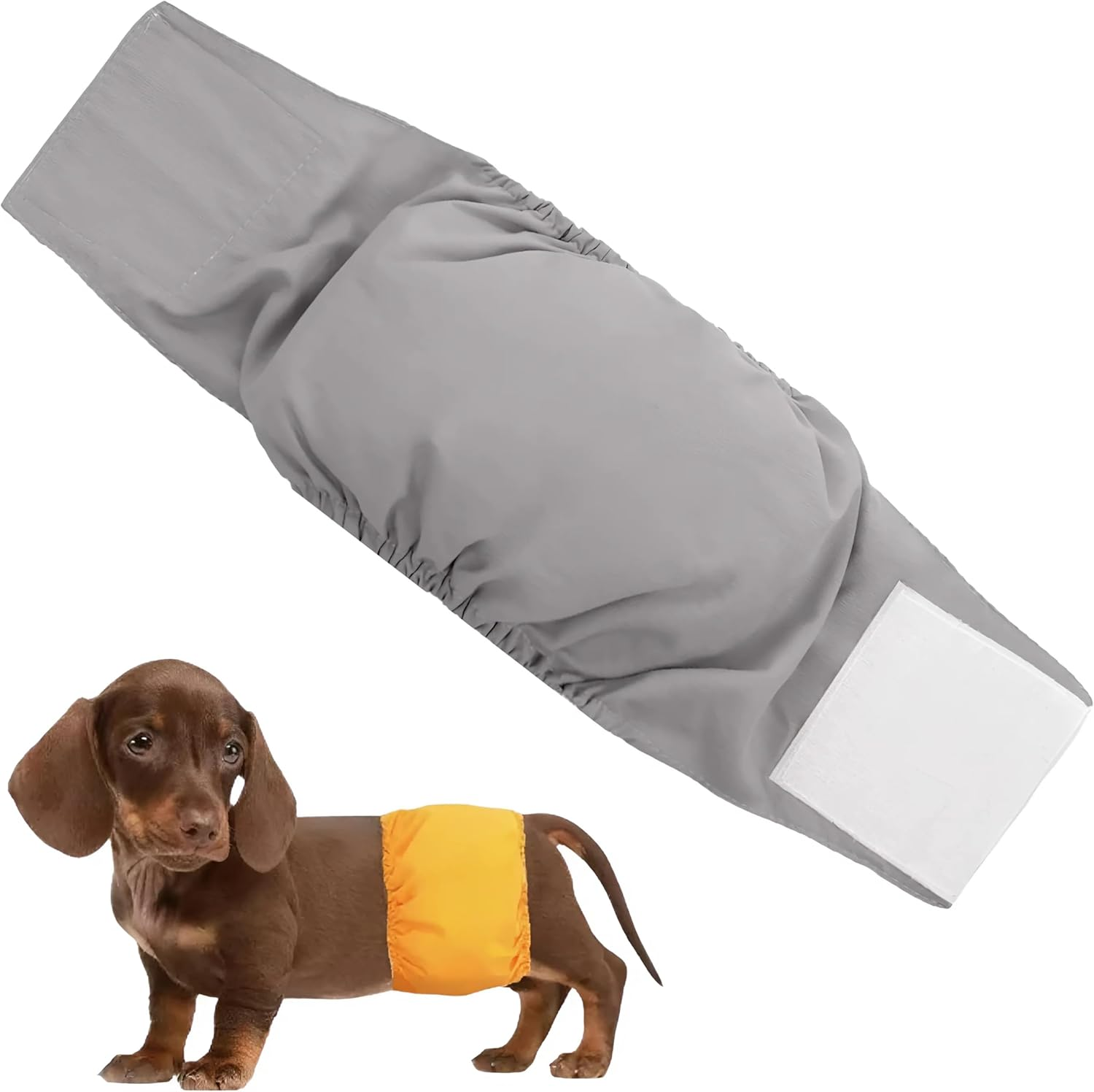 EZONEDEAL Washable Male Dog Belly Band, Washable Male Dog Belly Wrap, Dog Diapers, Leakproof Reusable Puppy Diapers, High Absorbing Belly Bands Pee Wrap for Puppy & Doggy (Yellow, L, 1, Count)