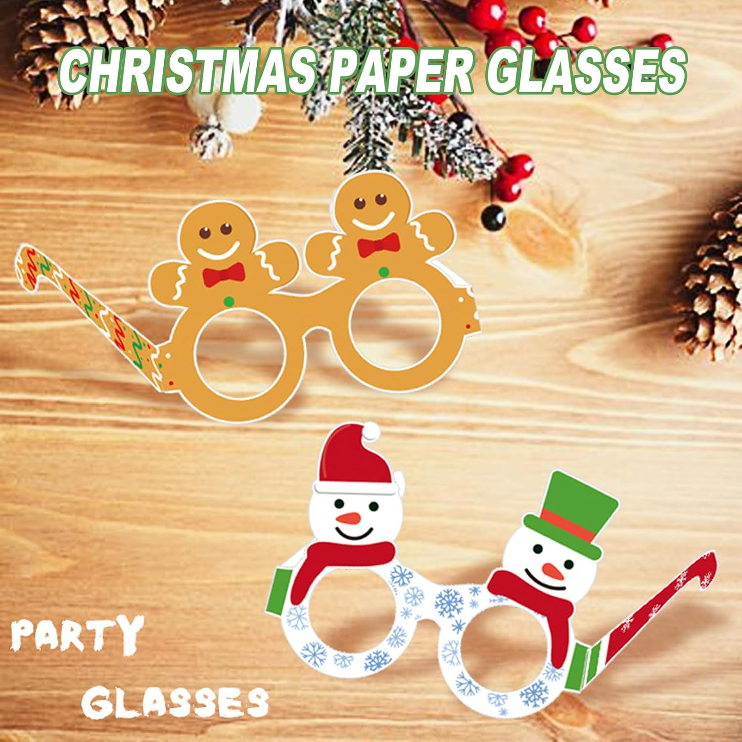 8Pcs Novelty Christmas Glasses to Wear,Christmas Props,Christmas Glass,Novelty Glasses Photo Booth Decorations,Christmas Photo Props,Creative Funny Eyewear for Kids Adults Carnival Fancy Party Gifts image number 1