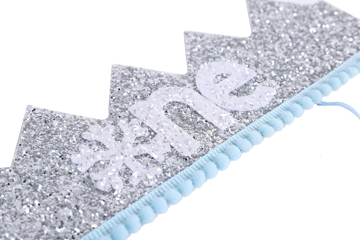 Snowflake Crown 1St Birthday Hat - Prince Charming First Birthday Party Headband， Trim Blue and Silver - Winter Wonderland Party Hat for Boy - Best Photo Booth Props， Backdrop Cake Smash (Blue Silver) - Blue Silver image number 3