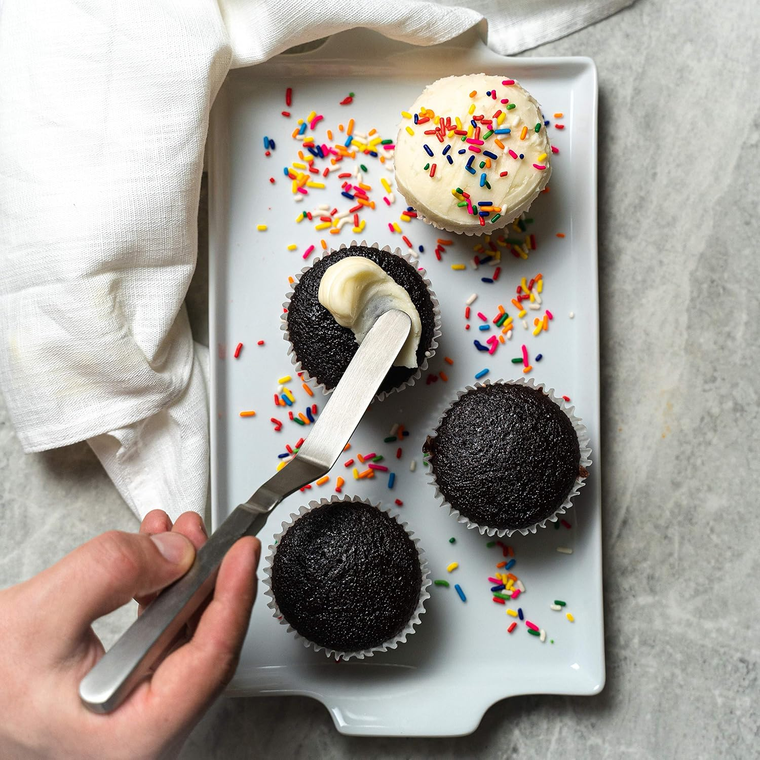 Chef'S Offset Spatula for Plating, Decorating, Cooking, Icing, Spreading, Natural Matte Stainless Steel 304. image number 3