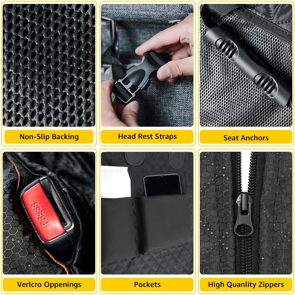 Vailge 6 in 1 Dog Car Seat Cover for Back Seat, 60/40 Split 100% Waterproof Dog Car Seat Covers with Mesh Window, Scratch Prevent Antinslip Dog Car Hammock, Standard image number 1