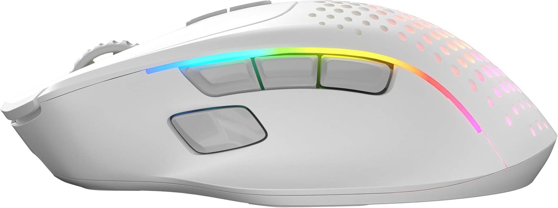 Glorious Gaming Model I 2 Wireless Gaming Mouse - Hybrid 2.4Ghz & Bluetooth, 75G Superlight, 9 Buttons (2 Swappable), RGB, PTFE Feet, MMO/MOBA/FPS, Long Battery Life, Side Thumb Rest - White image number 4