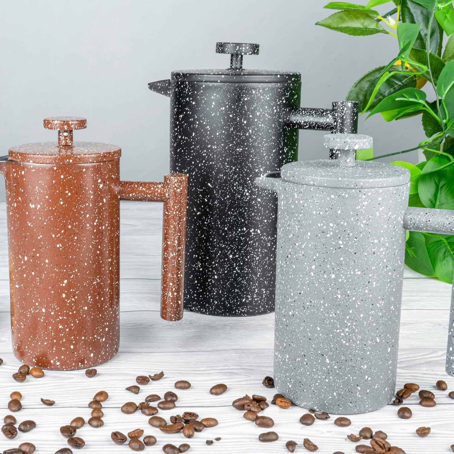 Caf&eacute; Ol&eacute; CFD Granite Cafeti&egrave;re, 18/10 Stainless Steel Double Wall Body and Mesh Filter, Black Granite Effect Finish, 350Ml (3 Espresso Cups or 1 Mug) image number 5