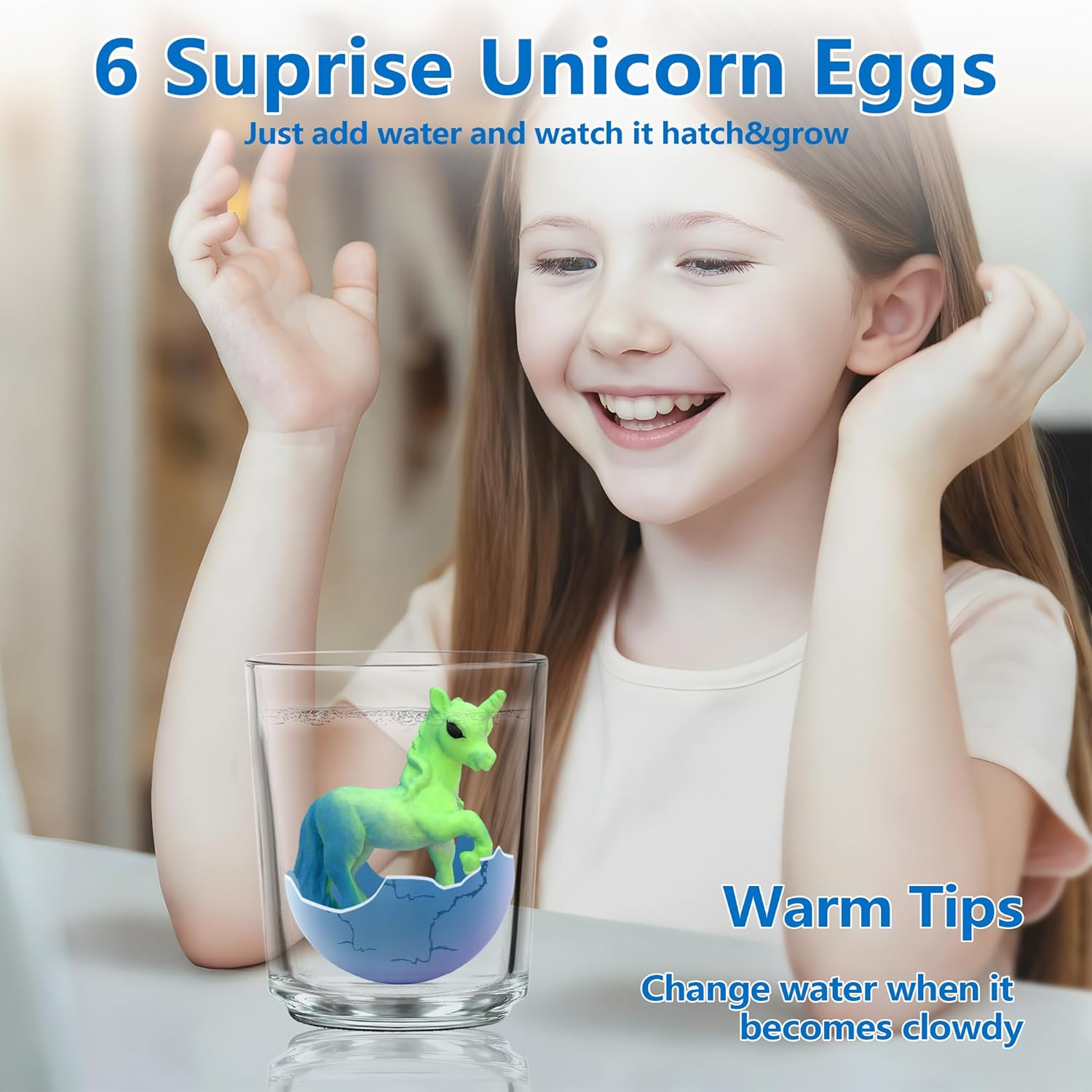 Unicorn Hatching Rainbow Eggs for Kids - 6 Pack Magic Unicorn Egg Toys Grow in Water, Easter Basket Stuffers, Birthday Gifts, Classroom Treasure Box Prizes, Goodie Bag Fillers for Girls&Boys Ages 3-8 image number 1