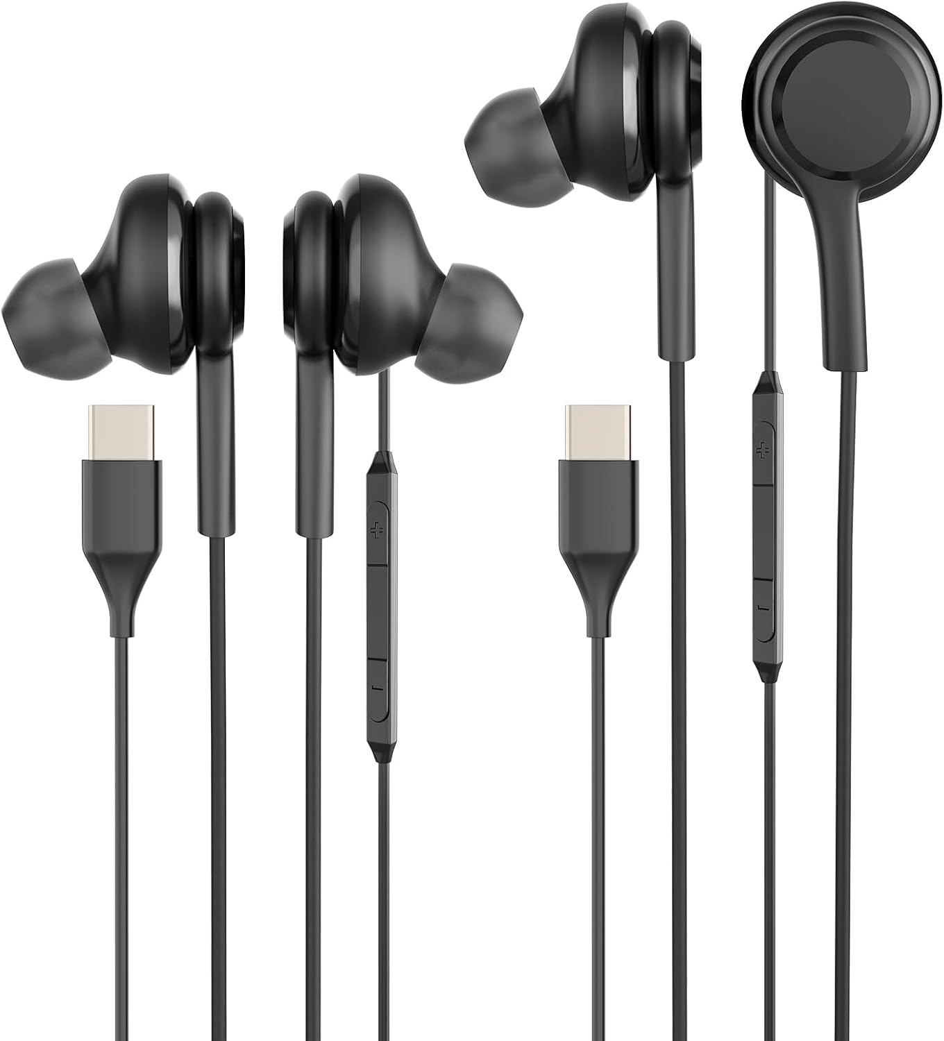 Kefiany 2 Pack Wired USB C Earphones Headphone Earphones Headphone Earphones Compatible with Samsung Galaxy S23/S24, Phone 16/15, Pad and Other USB-C Devices (Black) image number 2