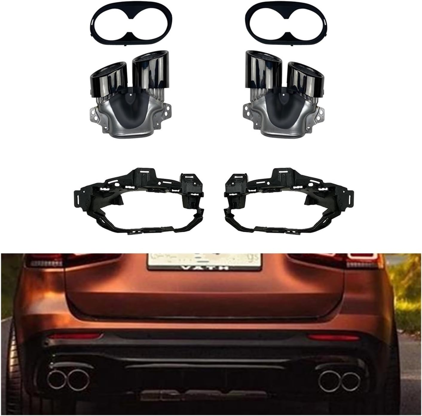 Muffler Air Vent Tailpipe Rear Muffler Exhaust Tips Pipe W/Bracket Trim Part Compatible with Mercedes Benz 2020 2021 2022 GLB250 GLB35 AMG Sport image number 2