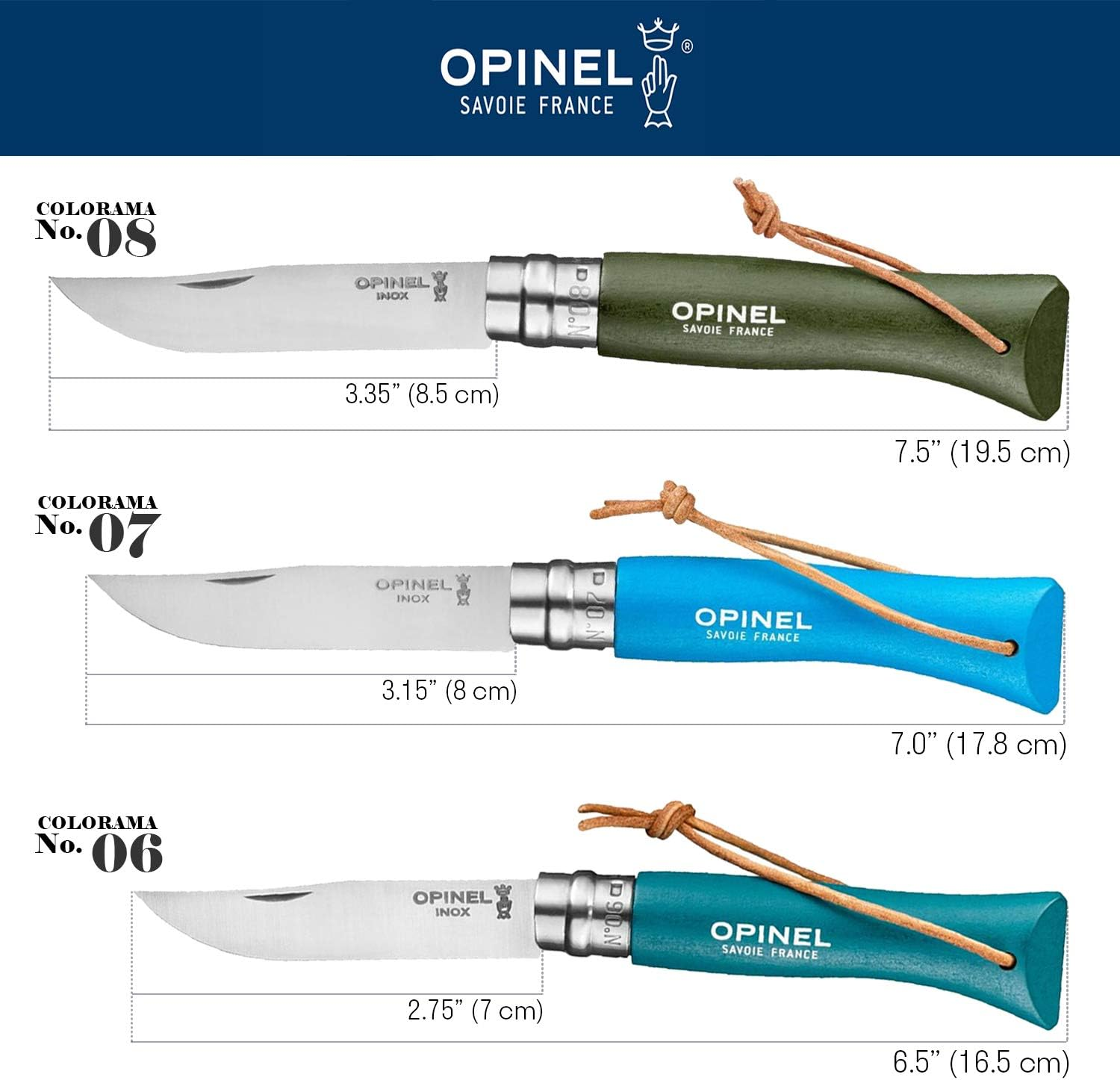 Opinel Colorama Stainless Steel #08 Trekking Knife, Khaki, 8.5 Cm Blade Length - Red image number 7