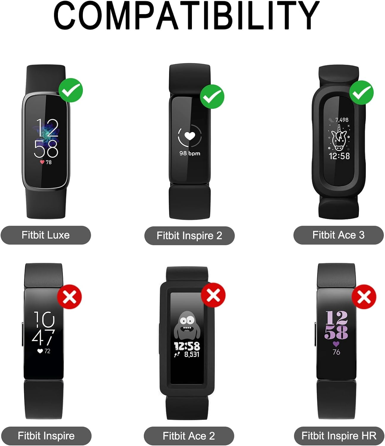 Leonids Sport Bands for Fitbit Ace 3 - 2 Pack Soft TPU Adjustable Replacement Waterproof Strap for Kids Boys Girls image number 4