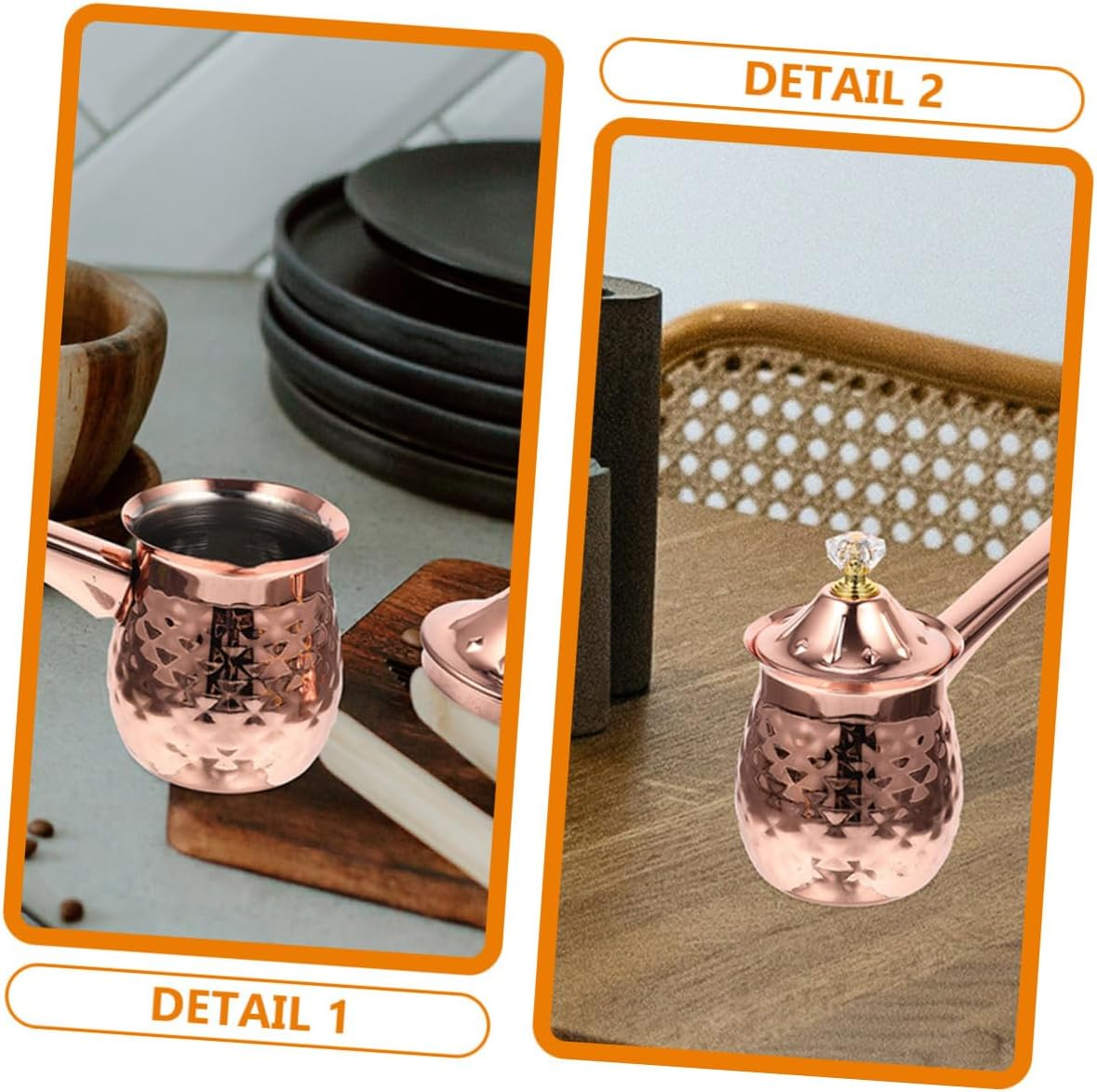 BESTYASH Rose Gold Stainless Steel Turkish Coffee Pot Small Milk Pitcher with Ergonomic Handle for Hot Coffee Heating Lightweight Easy to Clean Household Espresso and Milk Frothing Cup image number 4