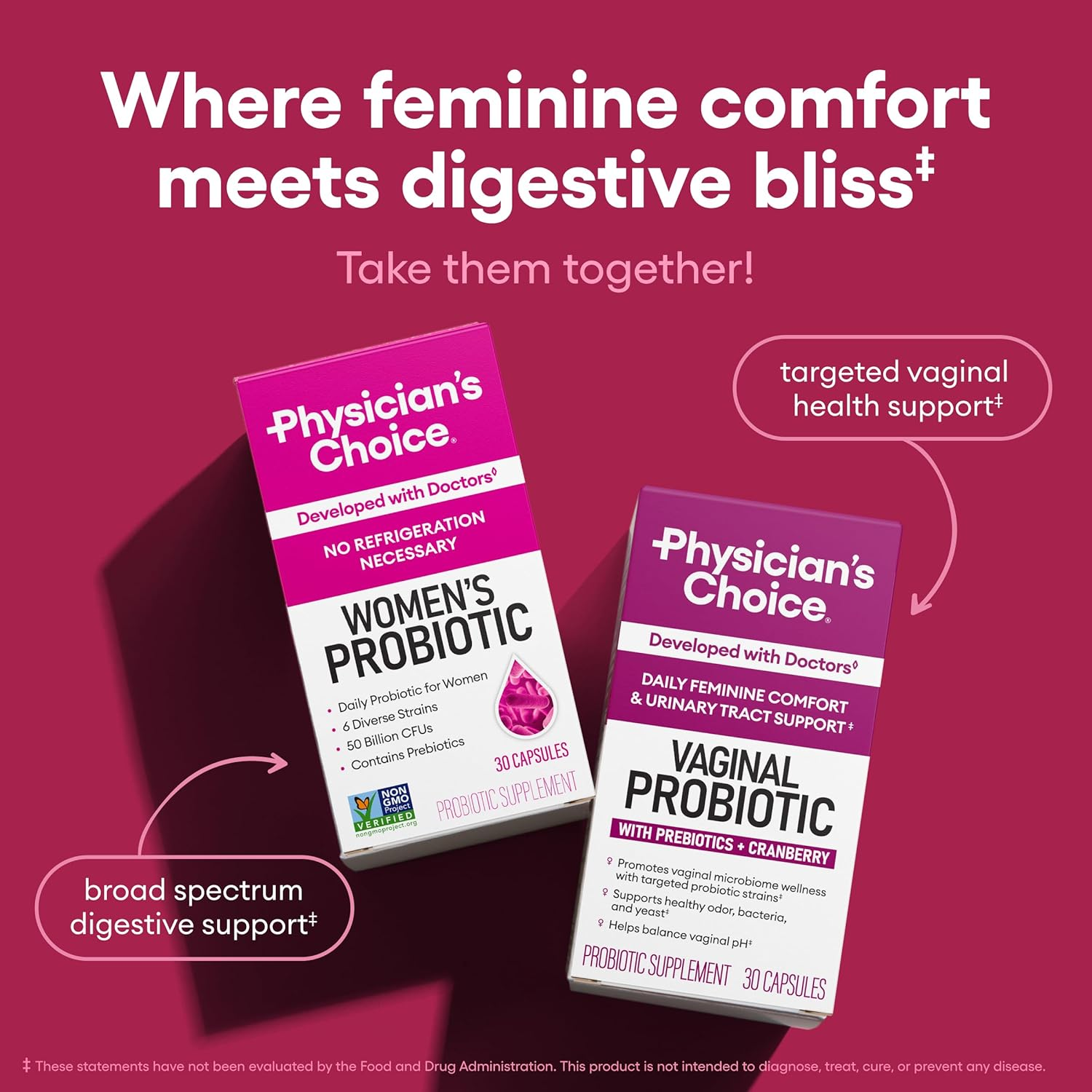Prebiotics & Probiotics for Women - Clinically Proven Procran - Organic Prebiotics, 50 Billion CFU, D-Mannose & Cranberry for Digestive, Immune, Feminine Health, Soy & Dairy Free, 30 Vegan Capsules image number 5