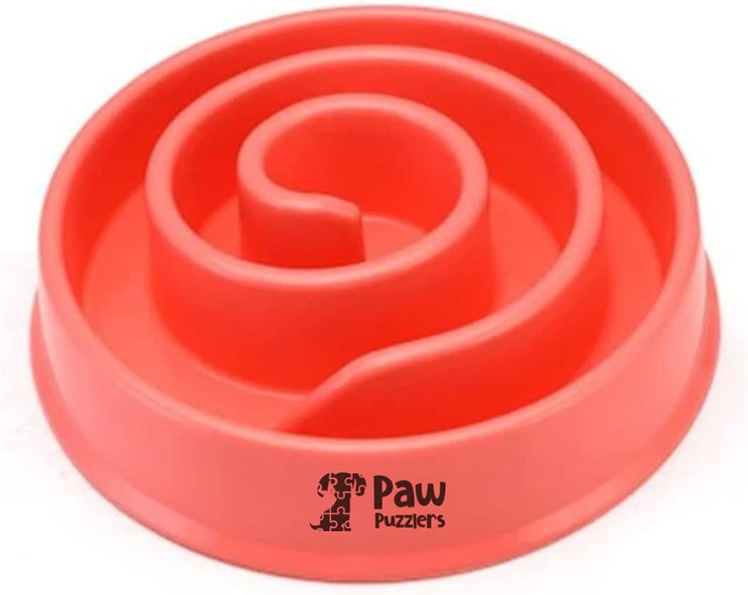 Dog Bowl Spiral Slow Feeder, Dog Bowl, Enrichment Food Bowl, Interactive Slow Feeder, Wet and Dry Dog Food, 20Cm, Pink