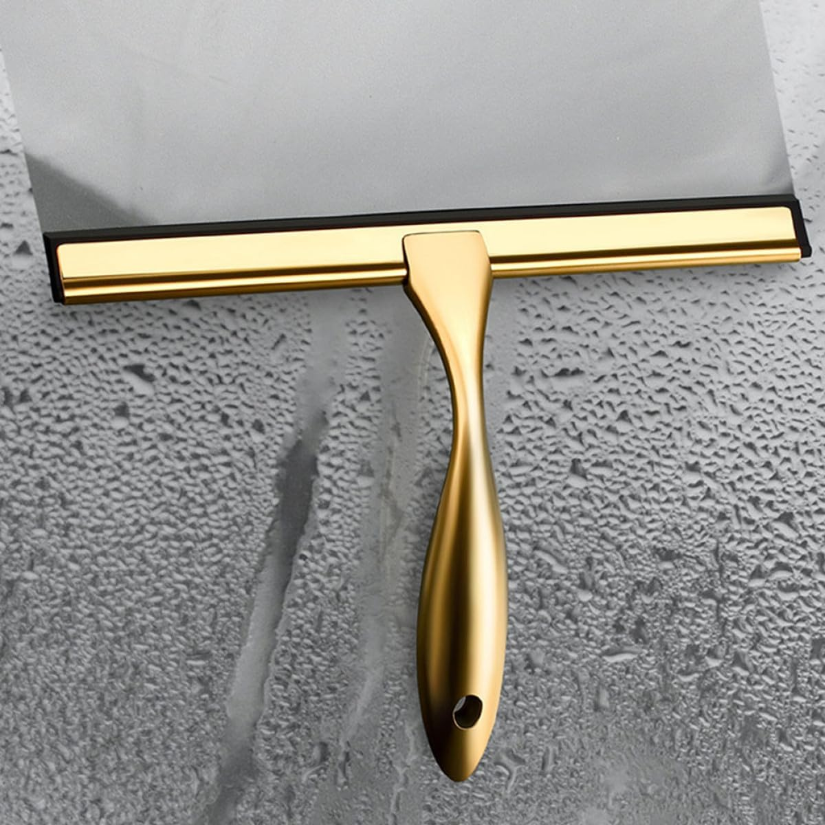 Yardwe 10-Inch Gold Stainless Steel Window Squeegee with Rubber Blade, Shower Glass Door Cleaner and Bathroom Scraper for Tile and Glass Surfaces, Home Window Cleaning Tool image number 6