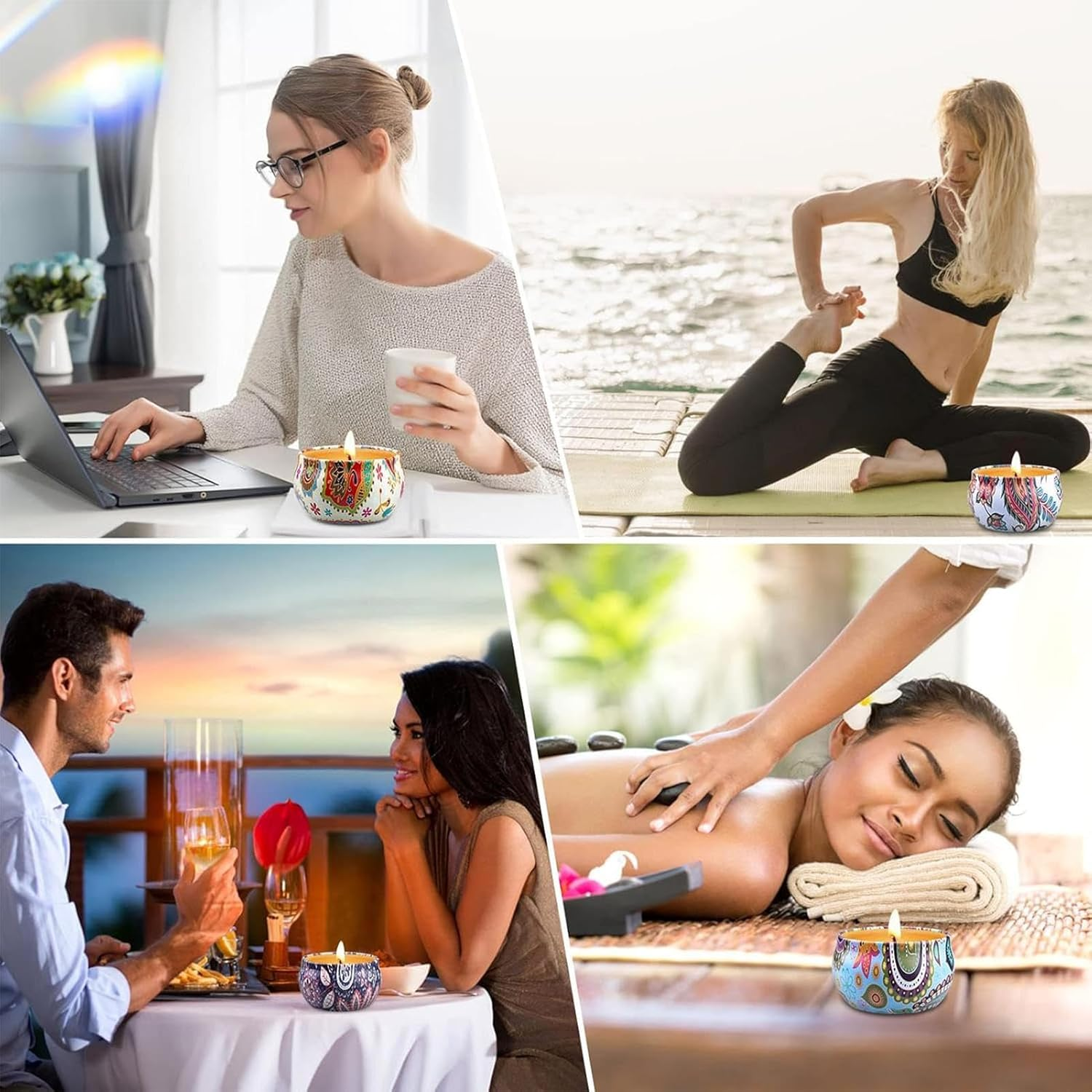 Scented Candle Set - Set of 9 Multi-Purpose Natural Scented Candles - Portable Candles with Lidded Jars for Working, Reading, Yoga, Bathing, Dating, Honeymoon Zankie