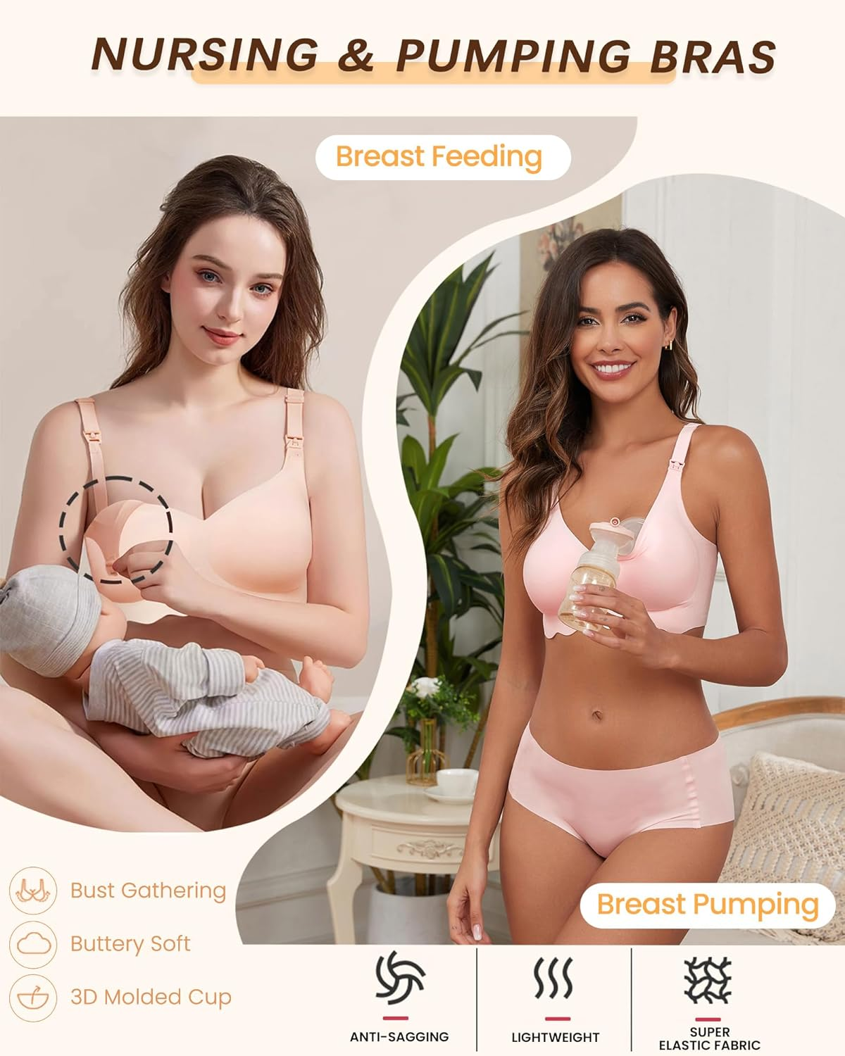 As Fairy Nursing Bras for Breastfeeding Wireless Seamless Maternity Bra Ultra Comfort Pregnancy Sleep Bralette for Women image number 7