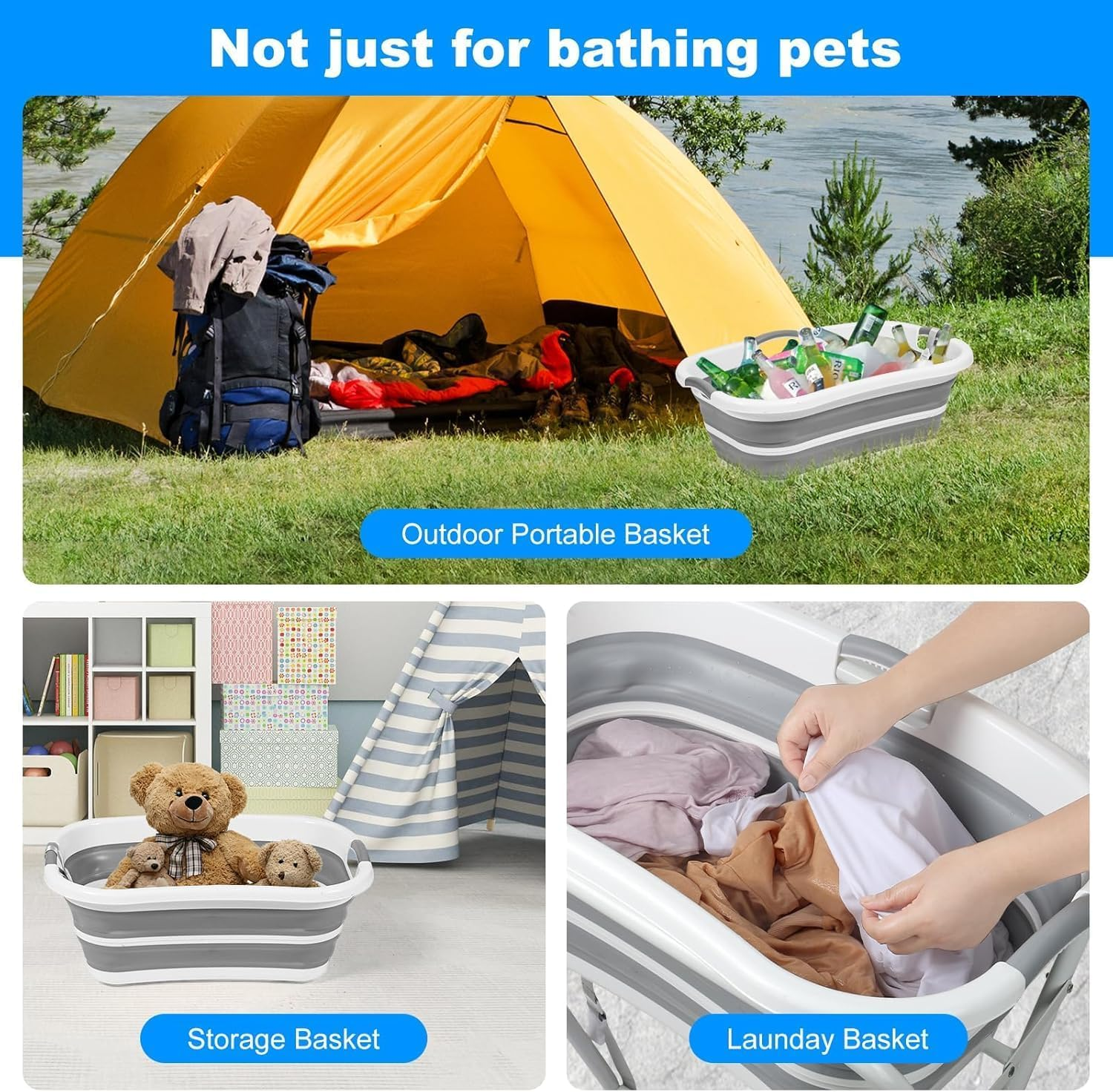 Kitchess Dog Bathtub Foldable, 2-In-1 Dog Washing Station with Collapsible Bath Tub for Dog, Portable Shower Bathtub for Medium Pet, Dogs, Cats Shower and Grooming, Saving Room image number 3