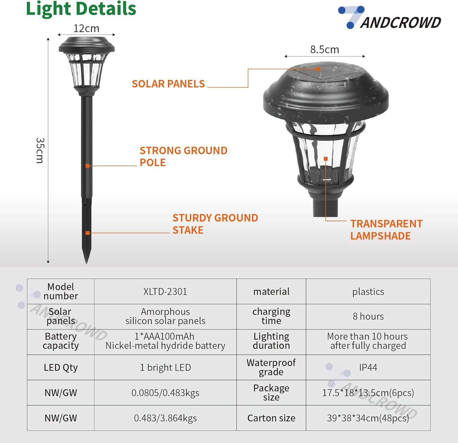 2301 LED Landscape Lighting, Solar Outdoor Lights Garden Lights for Yard and Lawn,6 Pack of Outdoor Solar Lights with Unique Light and Shadow Effects image number 4