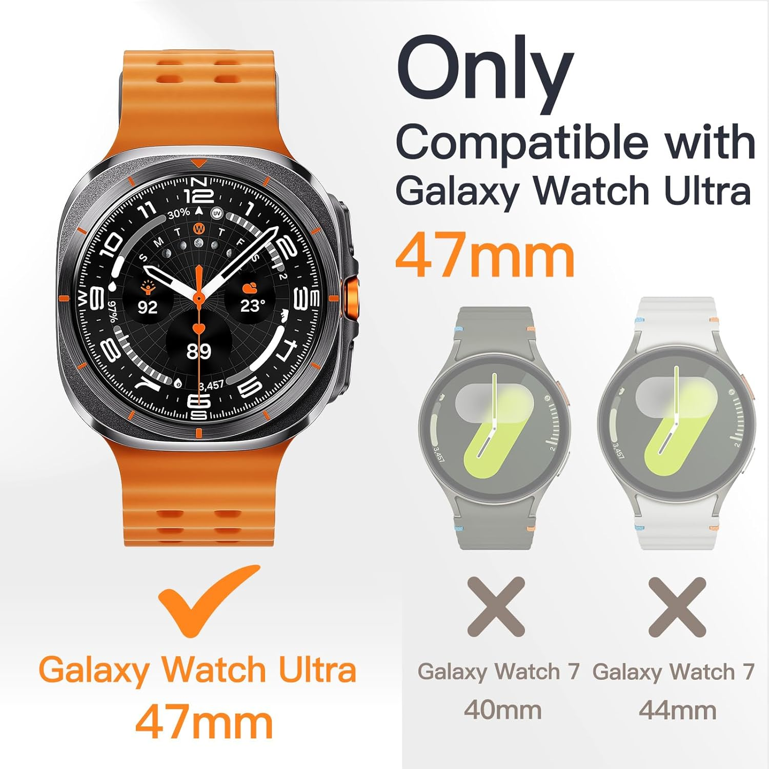 Jetech Case with Screen Protector for Samsung Galaxy Watch Ultra 47Mm, Overall Protective Cover, Built-In Tempered Glass Film High Sensitivity, 2 Pack (Titanium Gray) image number 3