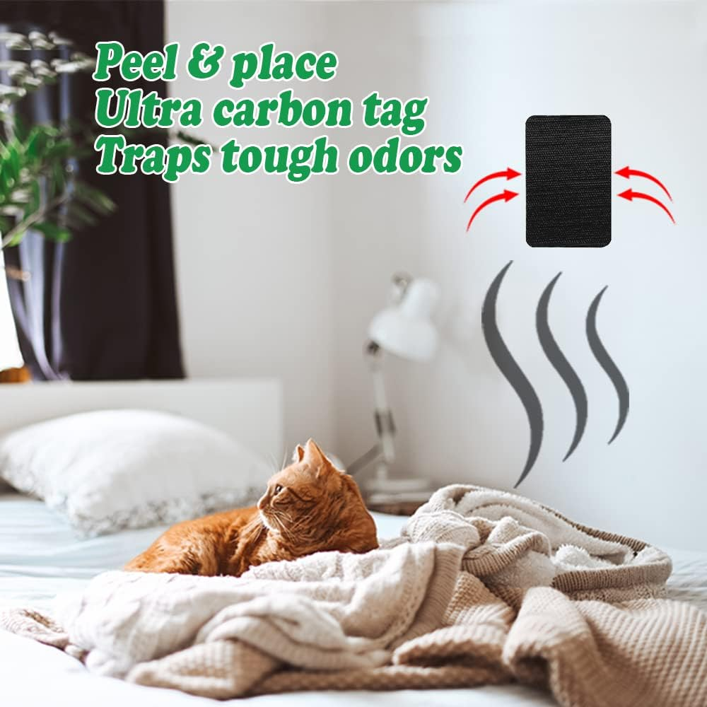 KLC Cat Litter Box, Litter Box, Cat Box Deodorizer|100% Activated Carbon Stick-On Patch|2 &ndash; Pack |Cat Litter Area Air Freshener |Charcoal Odor Absorber for Cat Odor Room | Unscented, Chemical Free Odor Eliminator image number 2