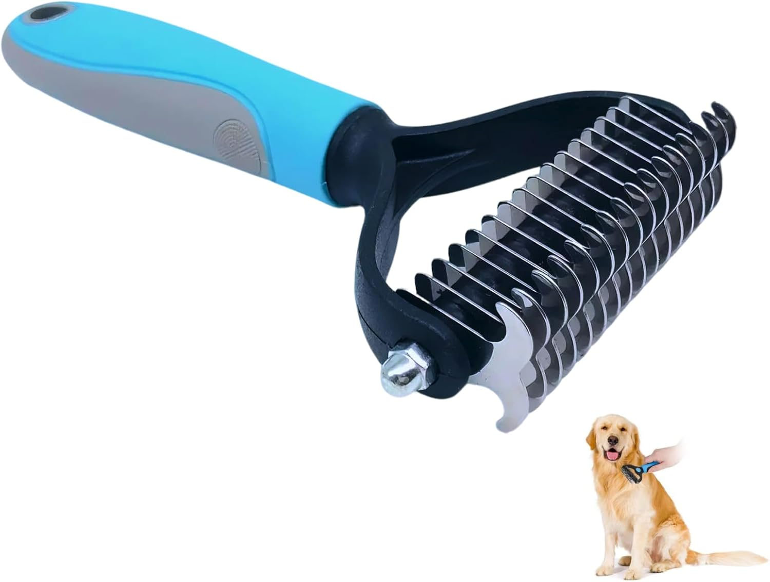 Pet Dog Grooming Brush, Double Sided Shedding & Dematting Undercoat Rake Comb for Dogs and Cats, Professional Dog Shedding Brush to Reduce Tangles, Shedding & Matts in Medium & Long Hair image number 2