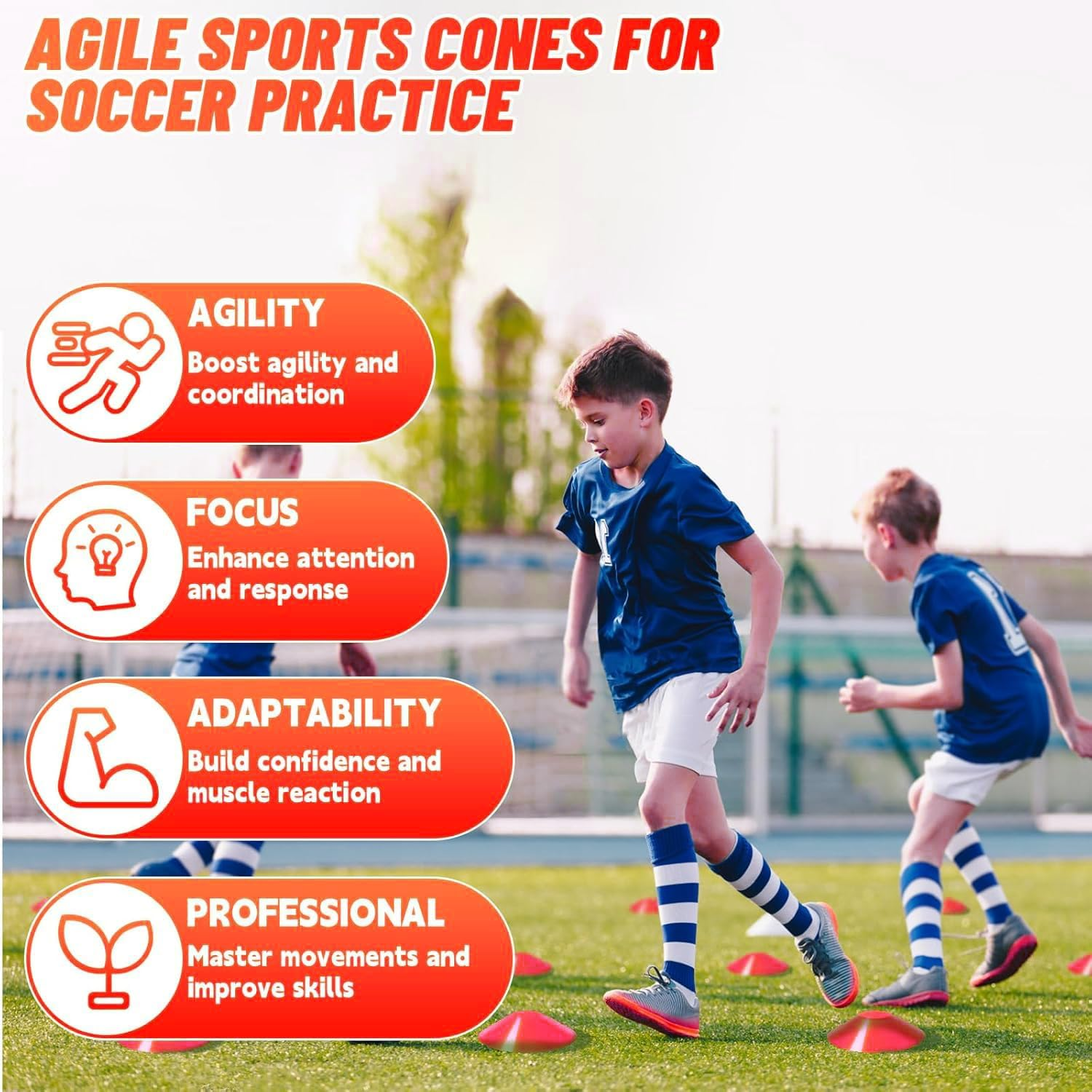 Soccer Goals, 4X3 Ft Soccer Nets for Backyard with Soccer Ball, Kids Soccer Goals Training Equipment with Ground Nail, Cones, Ball Pump image number 4