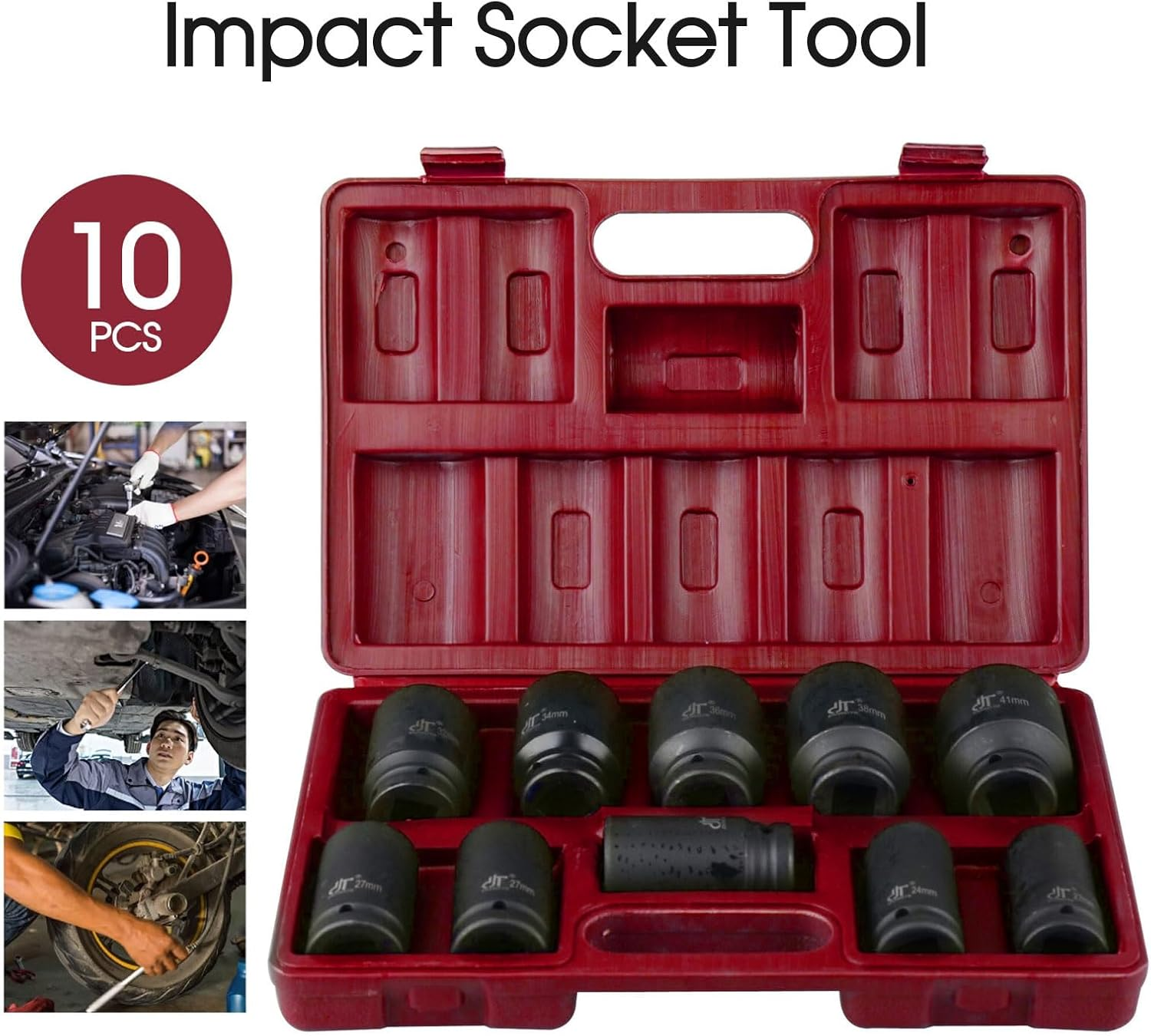 Tootoo 10Pcs 3/4'' Drive Deep Impact Socket Tool Set 80Mm Length Tool Set 22-41Mm image number 5
