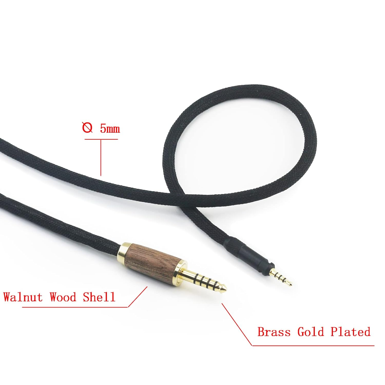 Newfantasia 4.4Mm Balanced Male 6N OCC Copper Silver Plated Cord Compatible with Sennheiser HD598, Hd560S, HD599, HD620S Headphone - Walnut Wood Shell image number 2