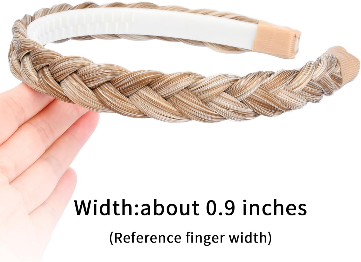 Gledola Braided Headband with Teeth Braids Hairband with Tooth Synthetic Hair Band Plaited Hairband for Women (Sandy Blonde)