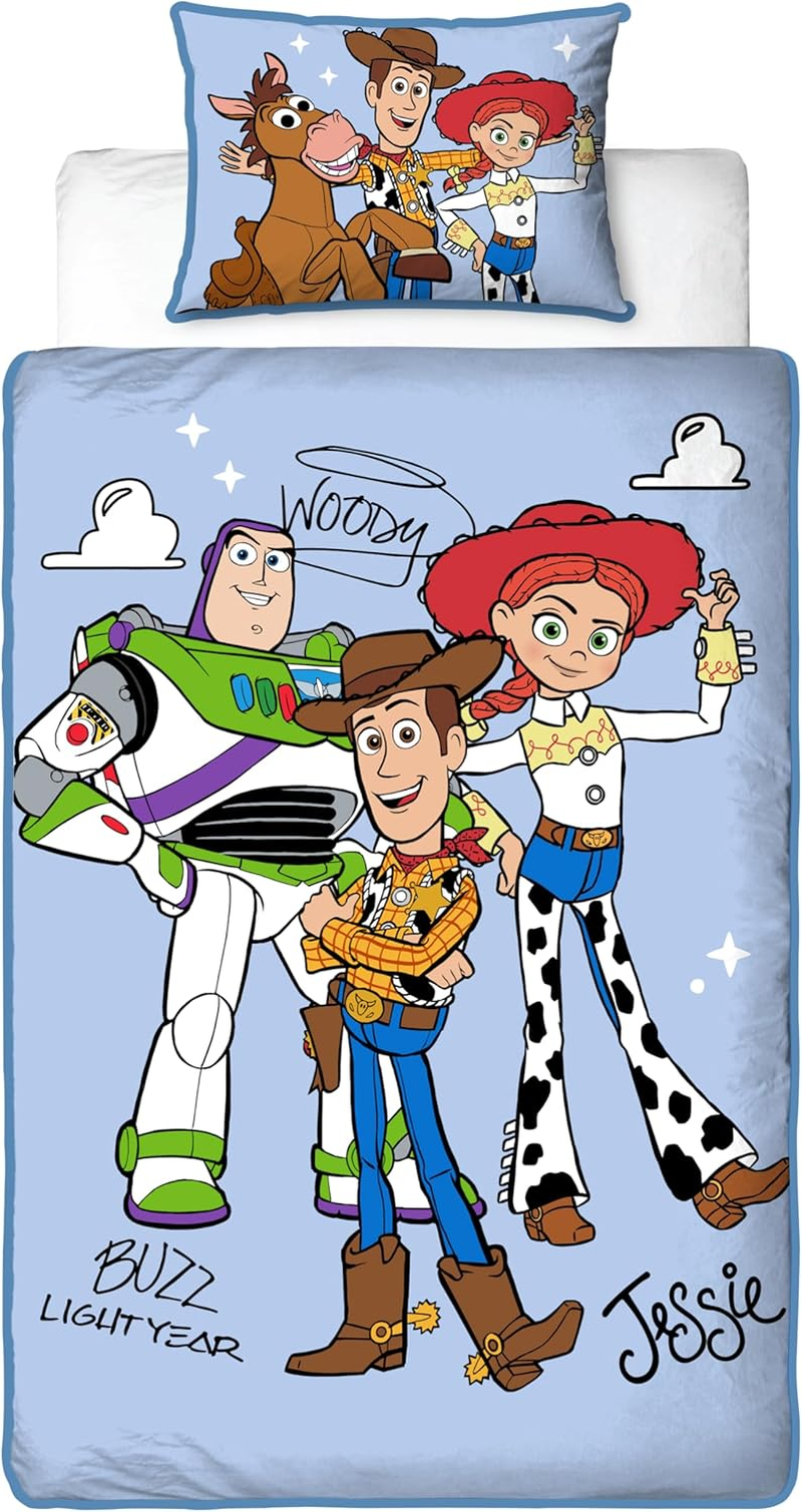 Disney Toy Story Officially Licenced Single Kids Duvet Cover Set | Reversible 2 Sided Bedding Including Matching Pillow Case | Explore Design Feturing Buzz, Woody, Jessie | Polycotton