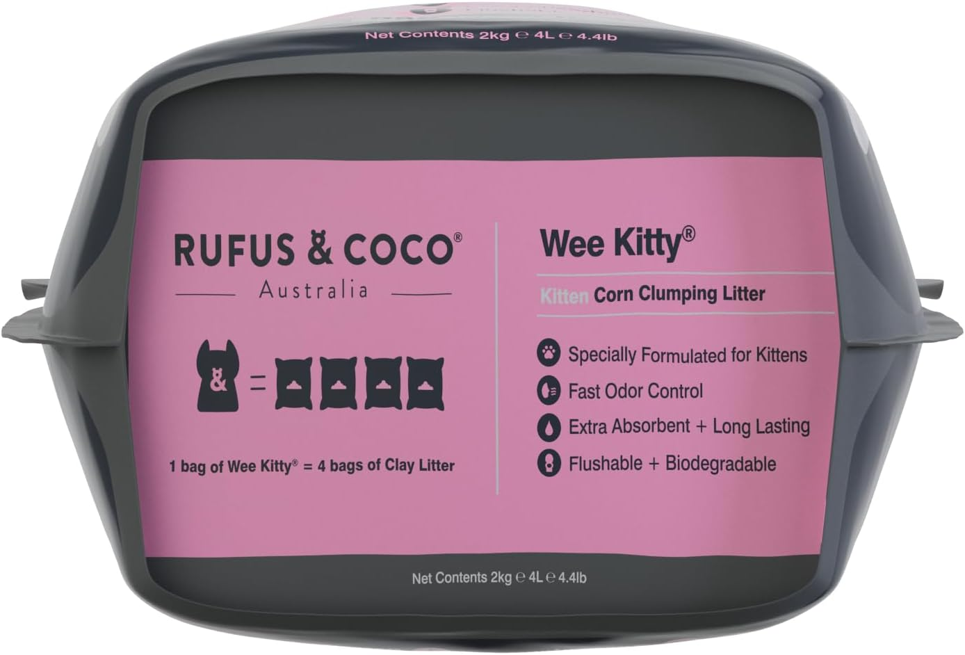Wee Kitty Kitten Corn Clumping Litter | Gentle Natural Scent | Soft Unicorn-Coloured Pellets | Plant-Based, Flushable, Low Dust, Fast Clumping | 4Kg/8L image number 3