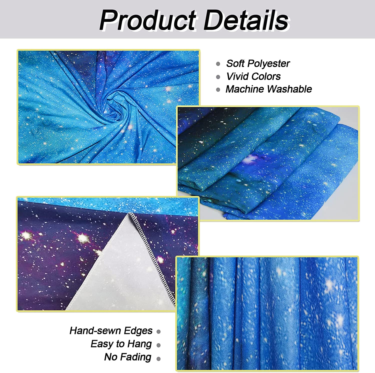 Lahasbja Galaxy Tapestry Blue Starry Sky Universe Space Wall Hanging Psychedelic Mysterious Nebula Stars for Living Room Dorm image number 5