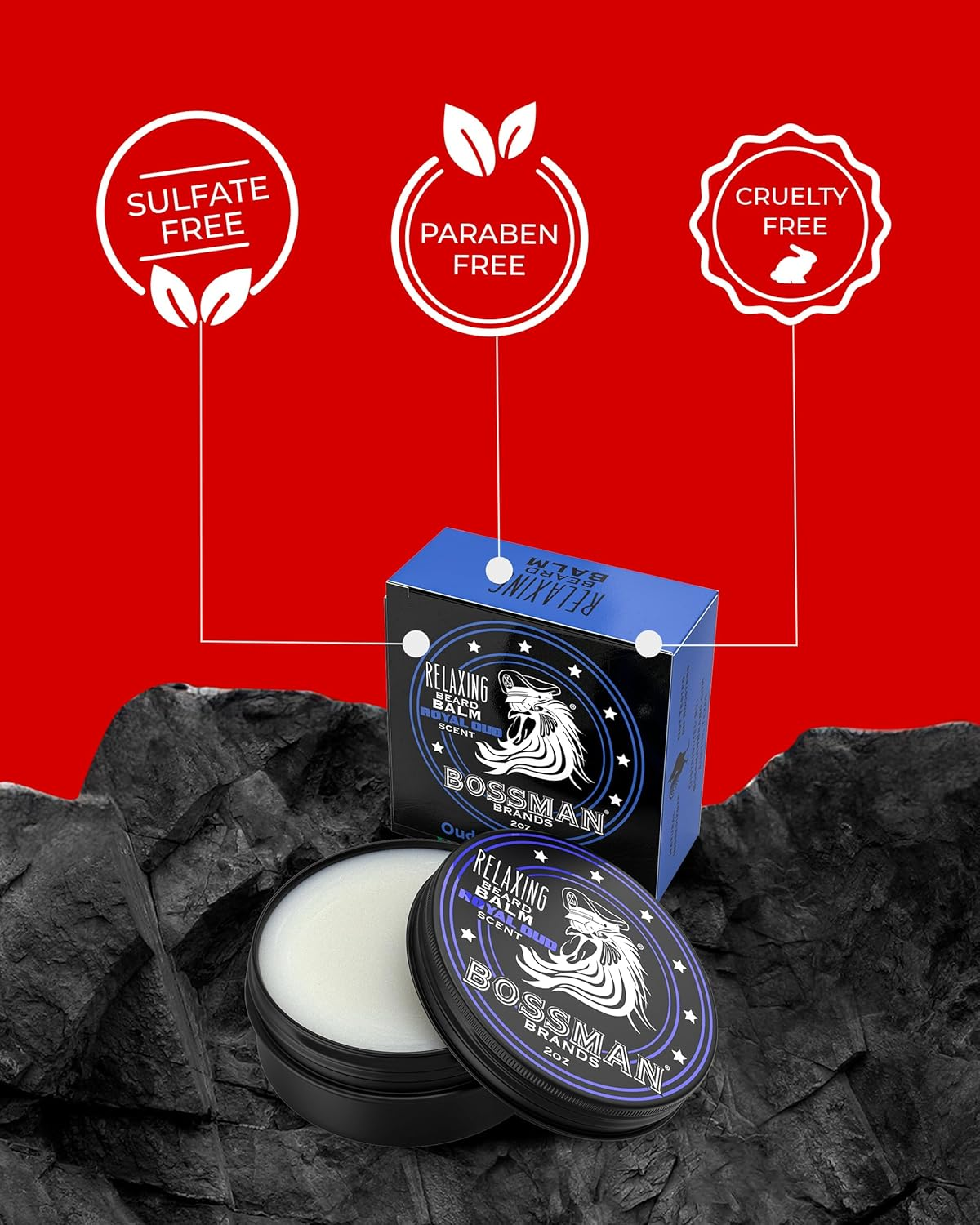 Bossman Royal Oud Beard Balm, Navy, 2 Oz image number 3