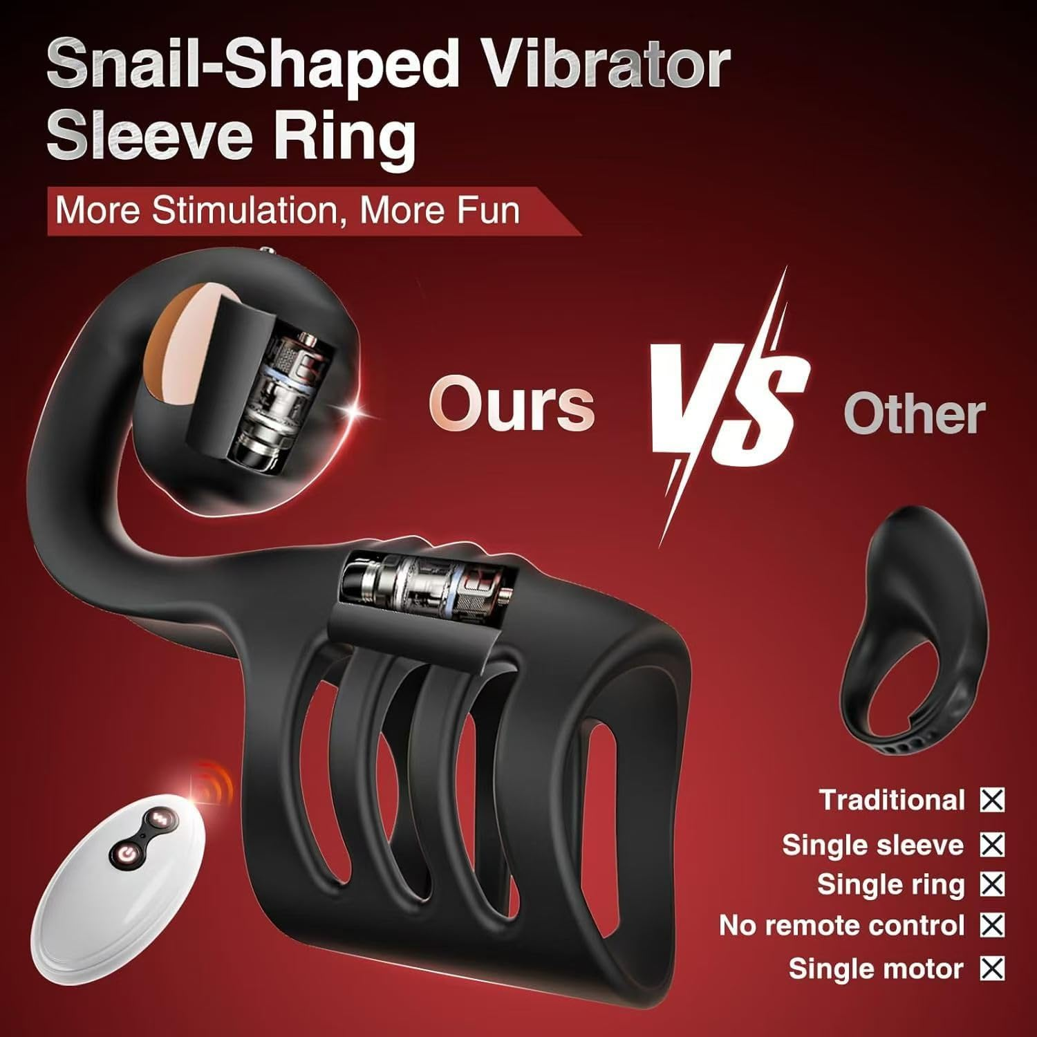Vibrator Vibrating Cock Ring Sleeve with Snail-Shaped Vibrator Male Sex Toys with 10 Modes, G-Spot Vibrators Men Couple Adult Sex Toys & Games image number 2