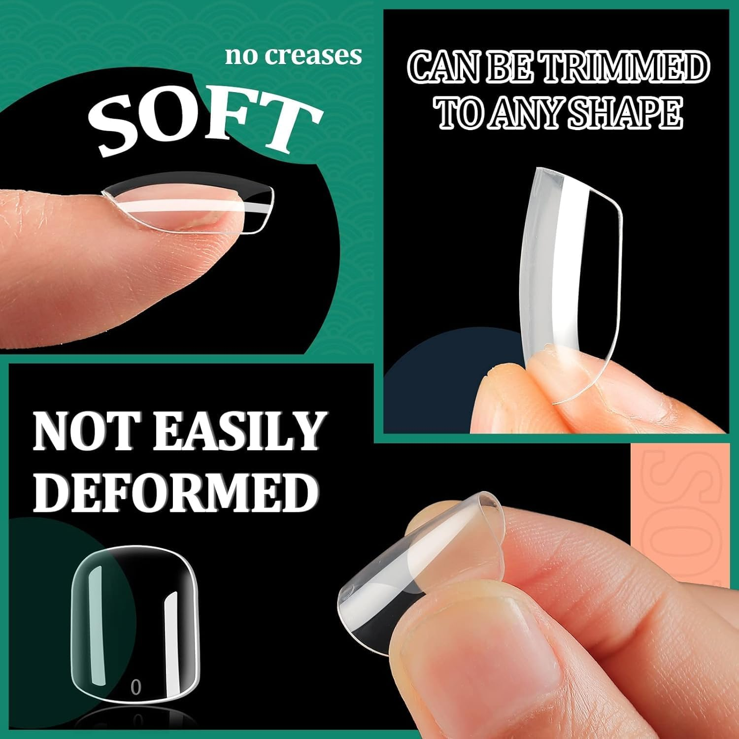 14 Size Short French Natural False Nail Tip Fake Nails Art Acrylic Manicure Set, Full Cover False Nails Press on Nails Set, DIY Artificial Nail Tips for Nail Art Set image number 2