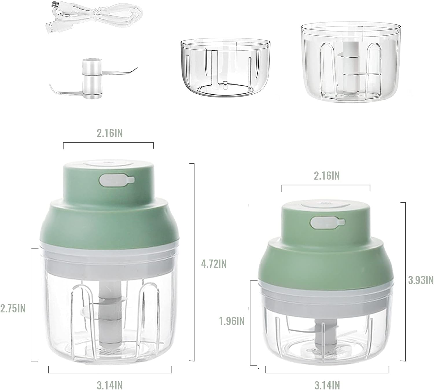 Electric Garlic Chopper, Kenpiko Powerful Mini Chopper, Rechargeable Electric Mini Garlic Chopper for Vegetable/Onions/Meat/Salad, 250ML/100ML, 2 Stainless Steel Blade, Waterproof, BPA Free image number 1