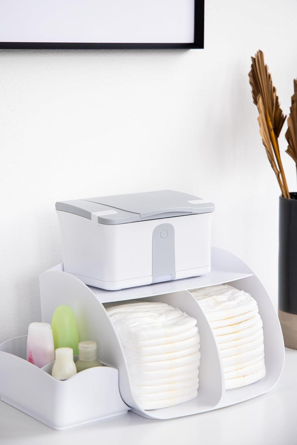 Ubbi Diaper Caddy Organizer, Stores Baby Diapers, Wipes & Baby Accessories, White image number 6